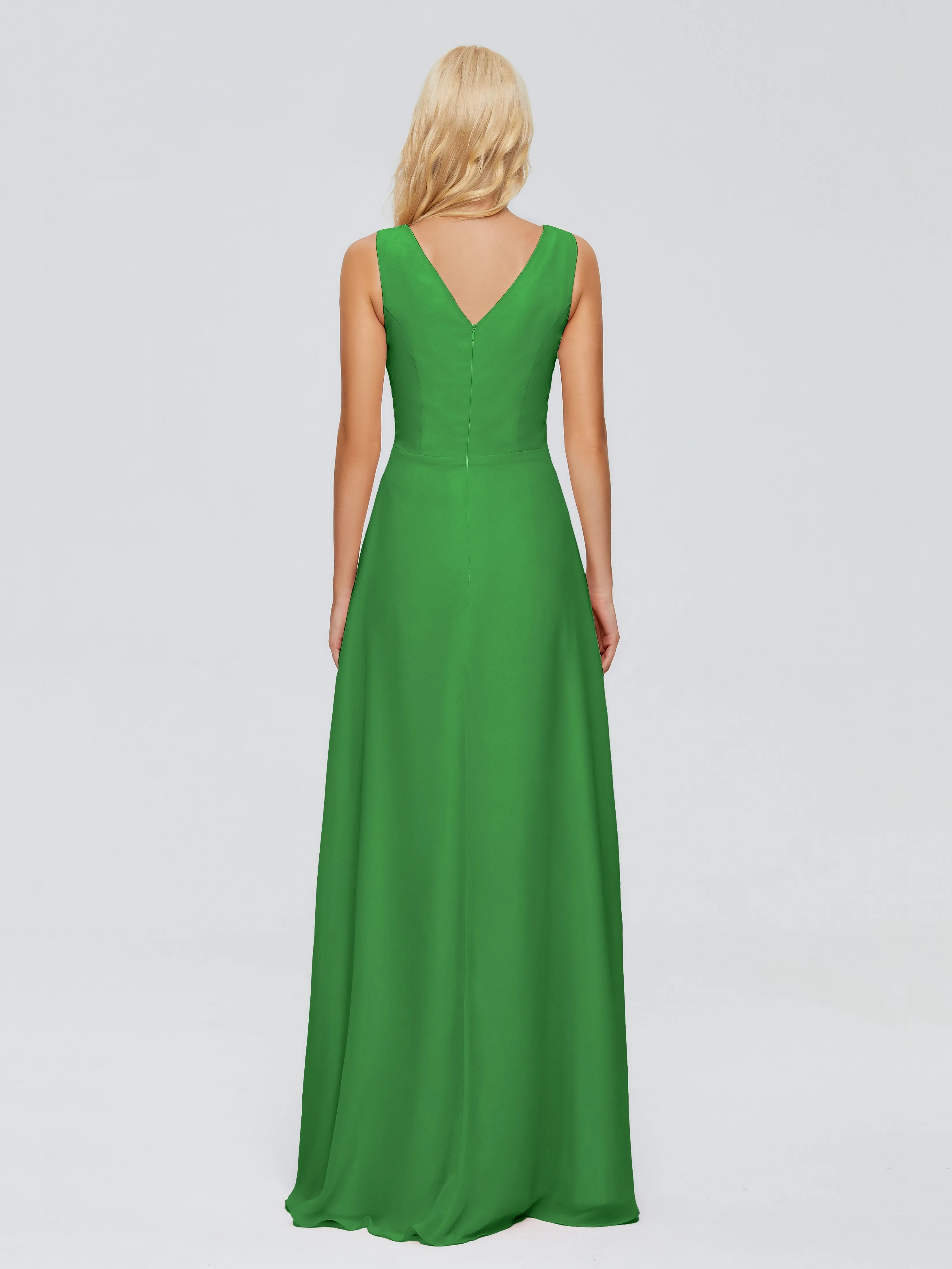 Maria Modern Sheath V Neck Chiffon Bridesmaid Dresses