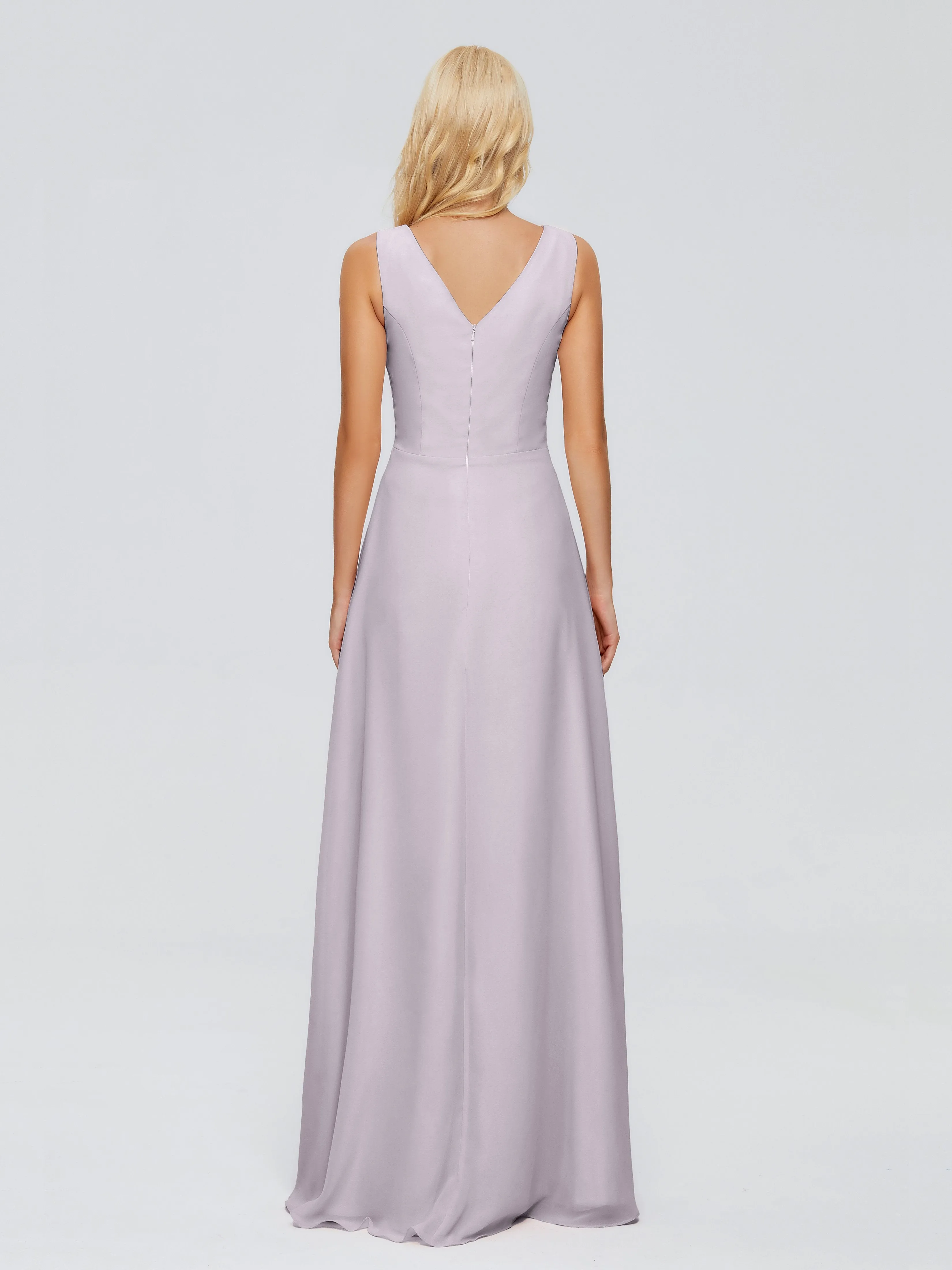 Maria Modern Sheath V Neck Chiffon Bridesmaid Dresses