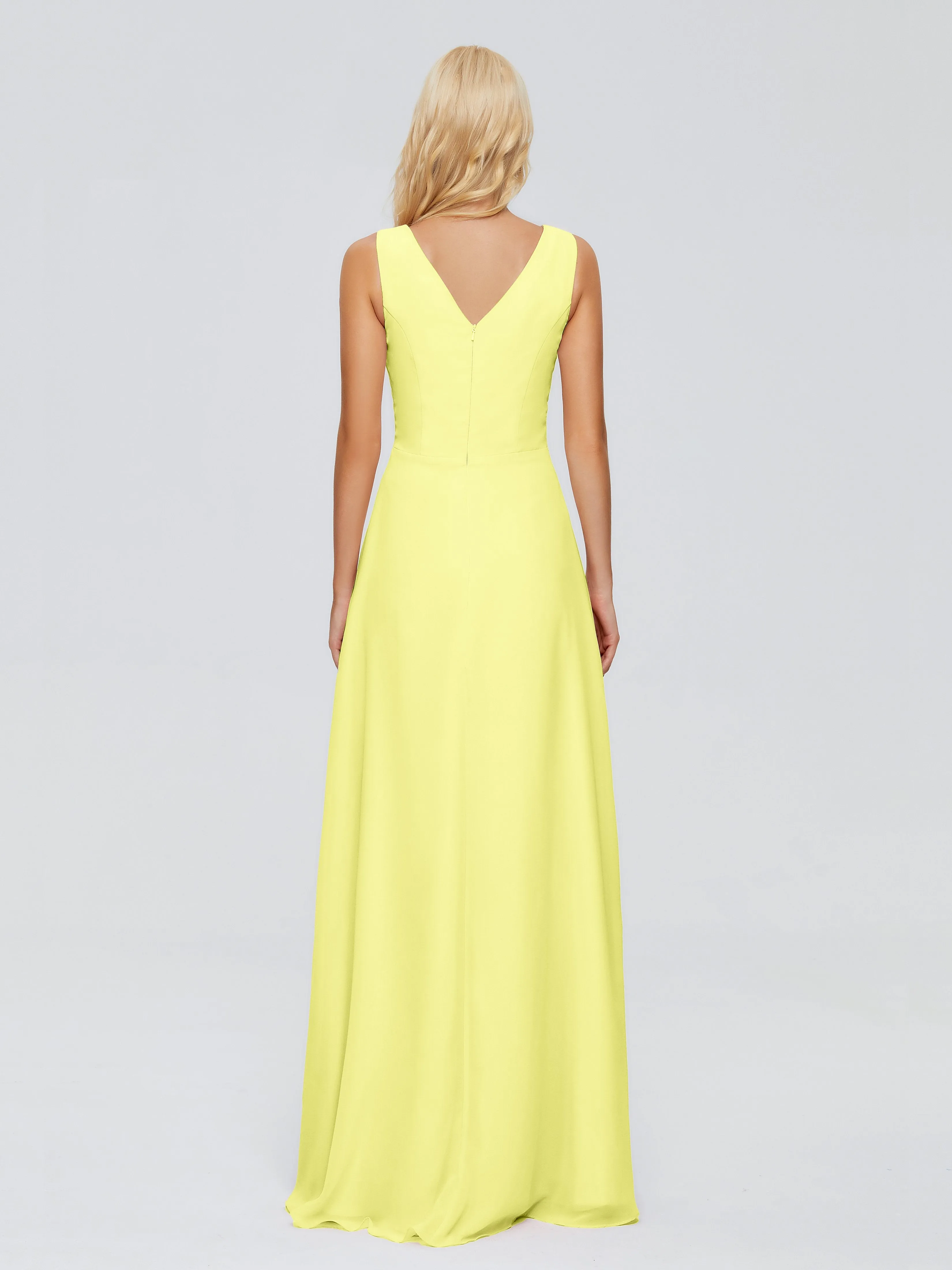 Maria Modern Sheath V Neck Chiffon Bridesmaid Dresses