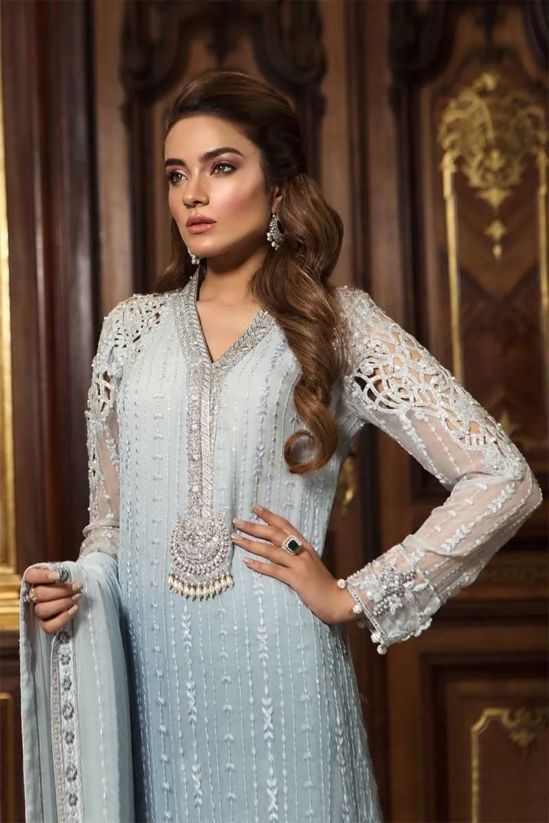 MARIA.B. Mbroidered Wedding Edition 2018 – Powder Blue (BD-1507)