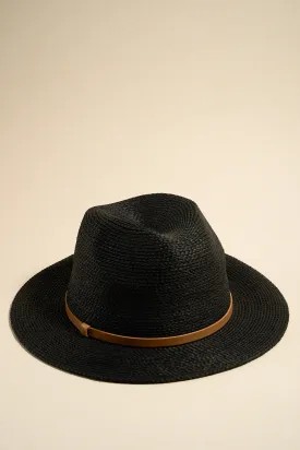 Marilyn Black Woven Panama Hat