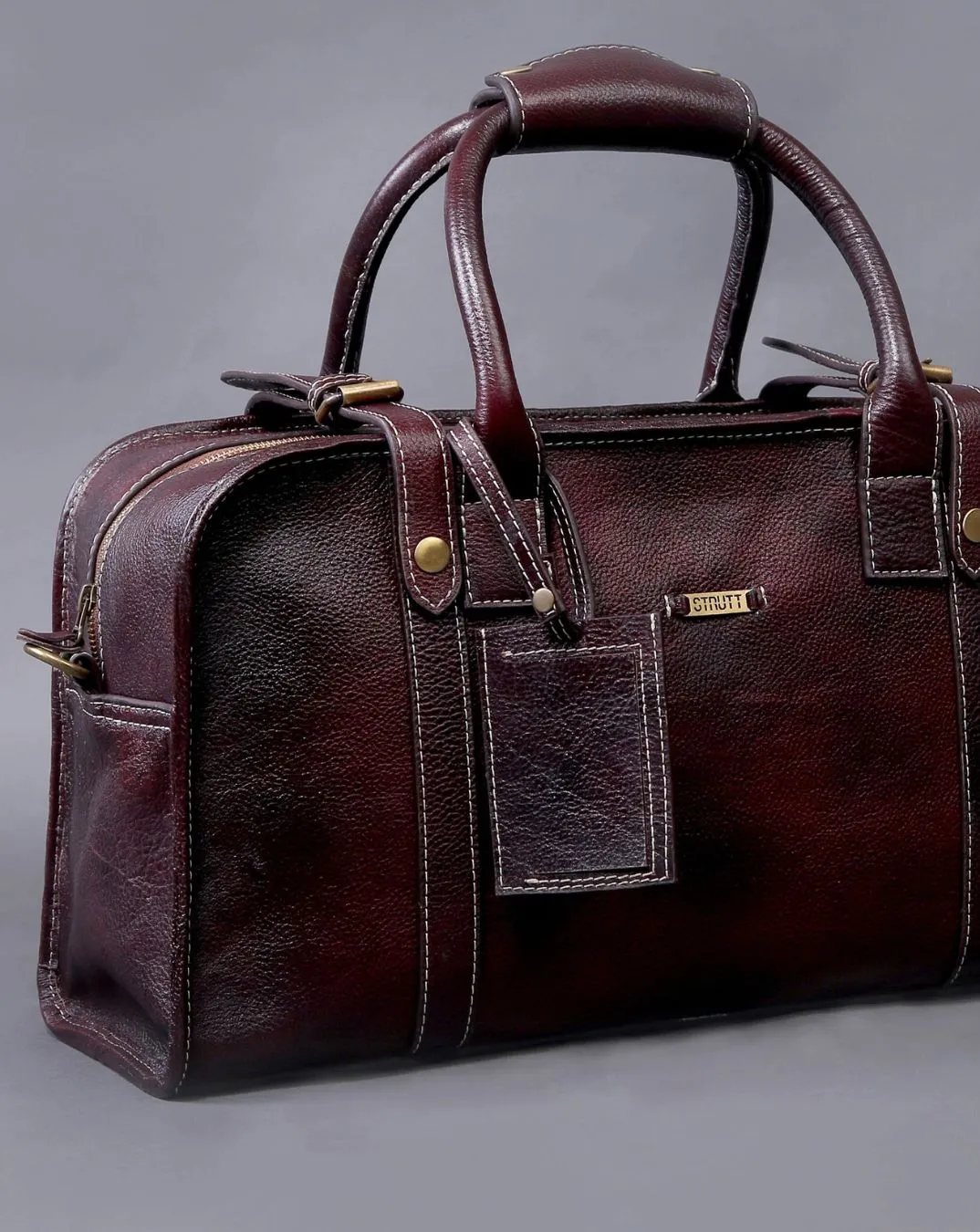 Marin - The Maroon Leather Travel Duffle - Luggage Bag