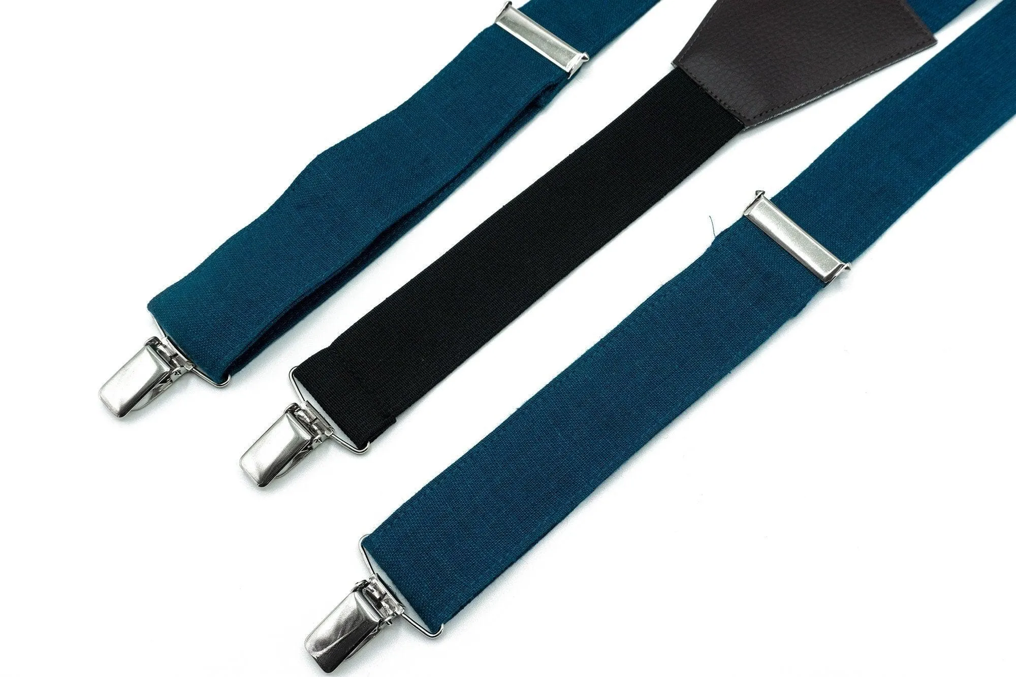 Marine Blue Adjustable Y-Back Suspenders Set for Men