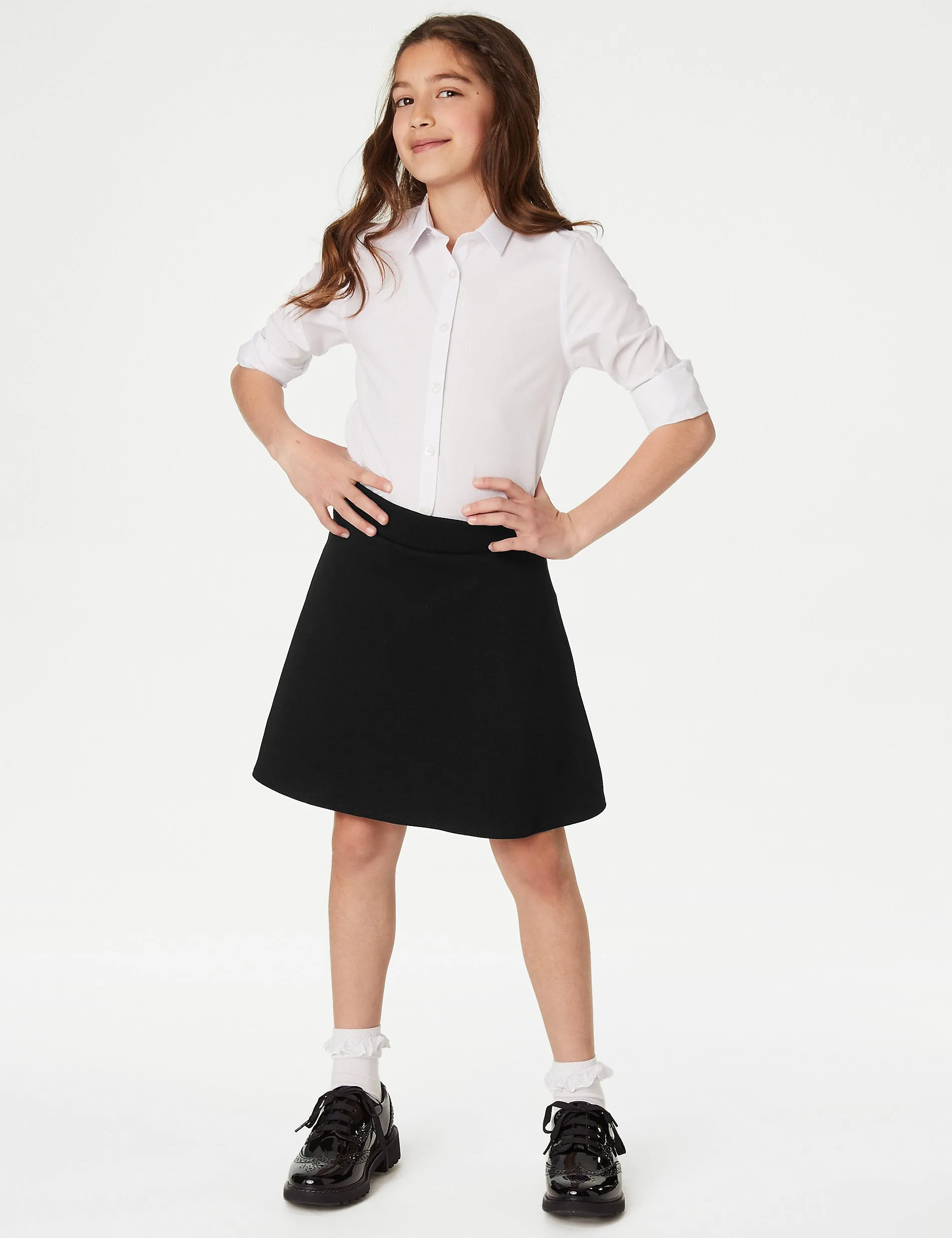 Marks & Spencer Girls Jersey School Skirt (2-18yrs) Black