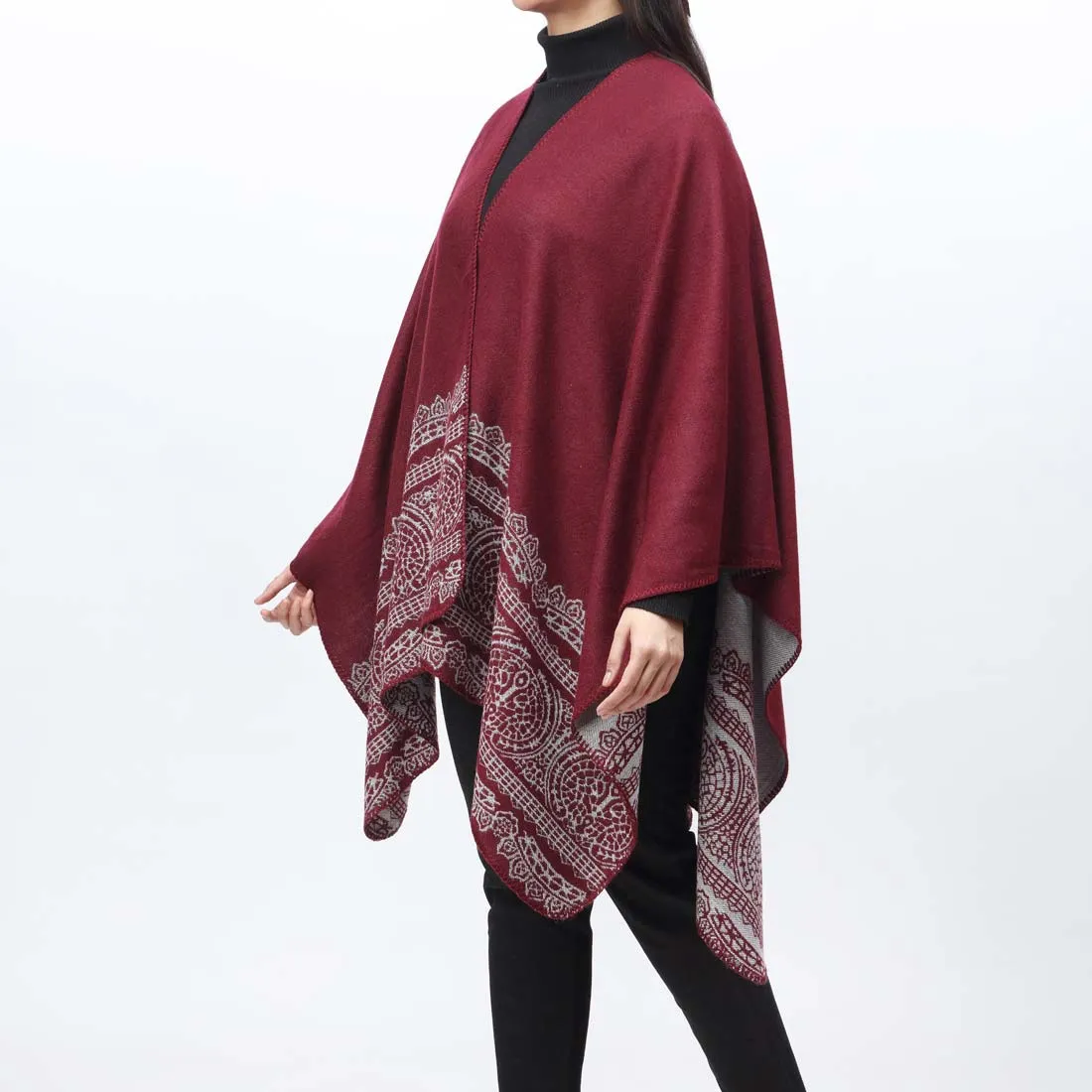 Maroon Cape Shawl PW9802