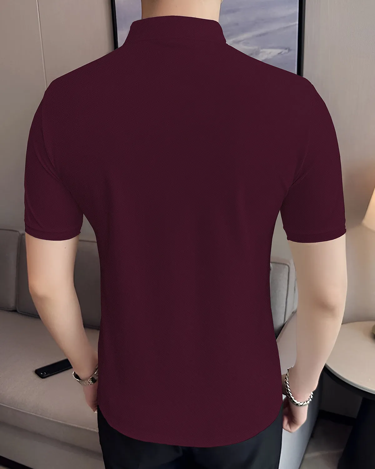 Maroon Polo Collar T-Shirt