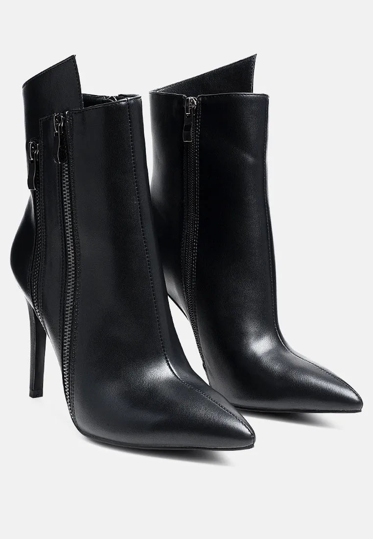 Marsale High Low Faux Leather Stiletto Boots