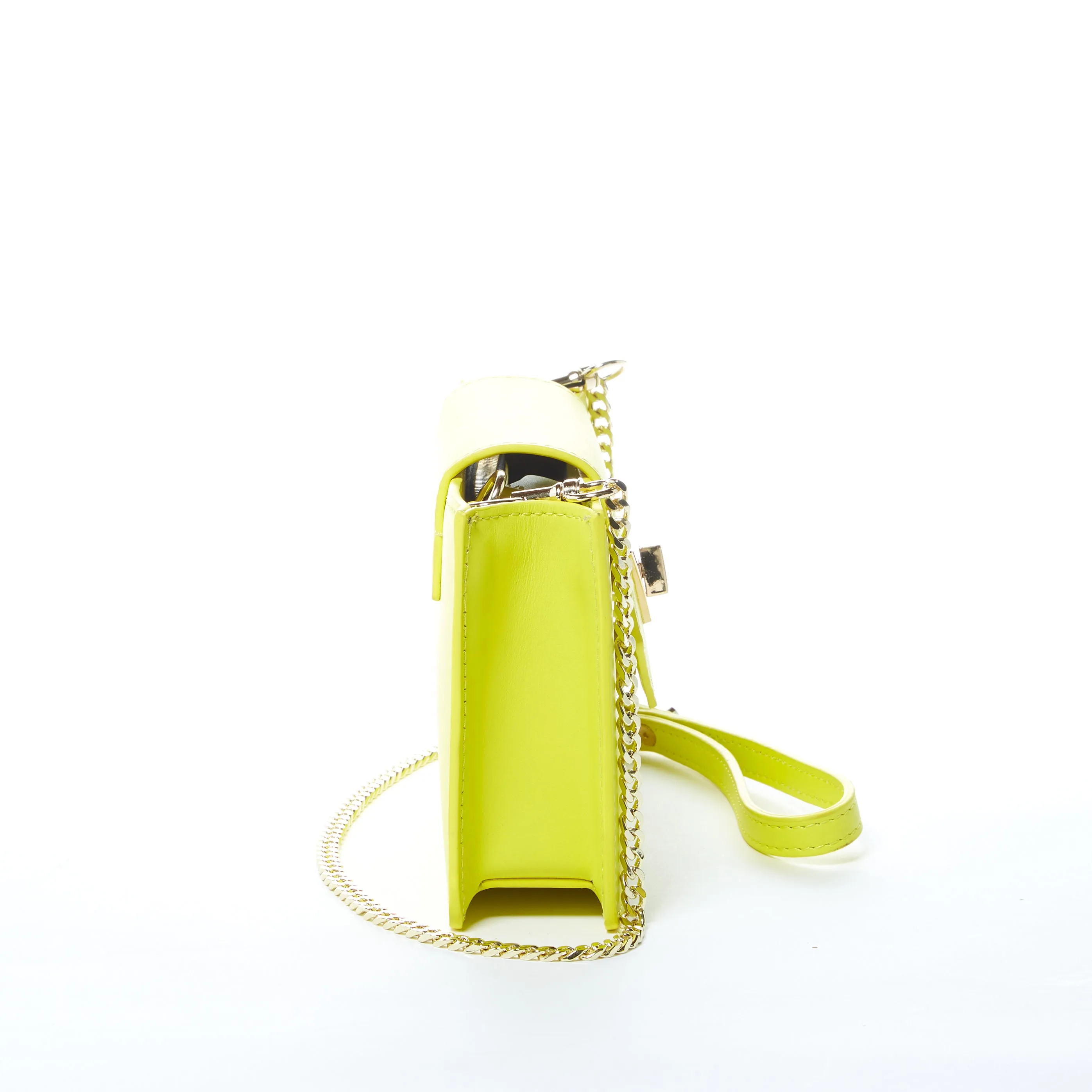 Mary Bright Yellow Small Crossbody Leather Wristlet