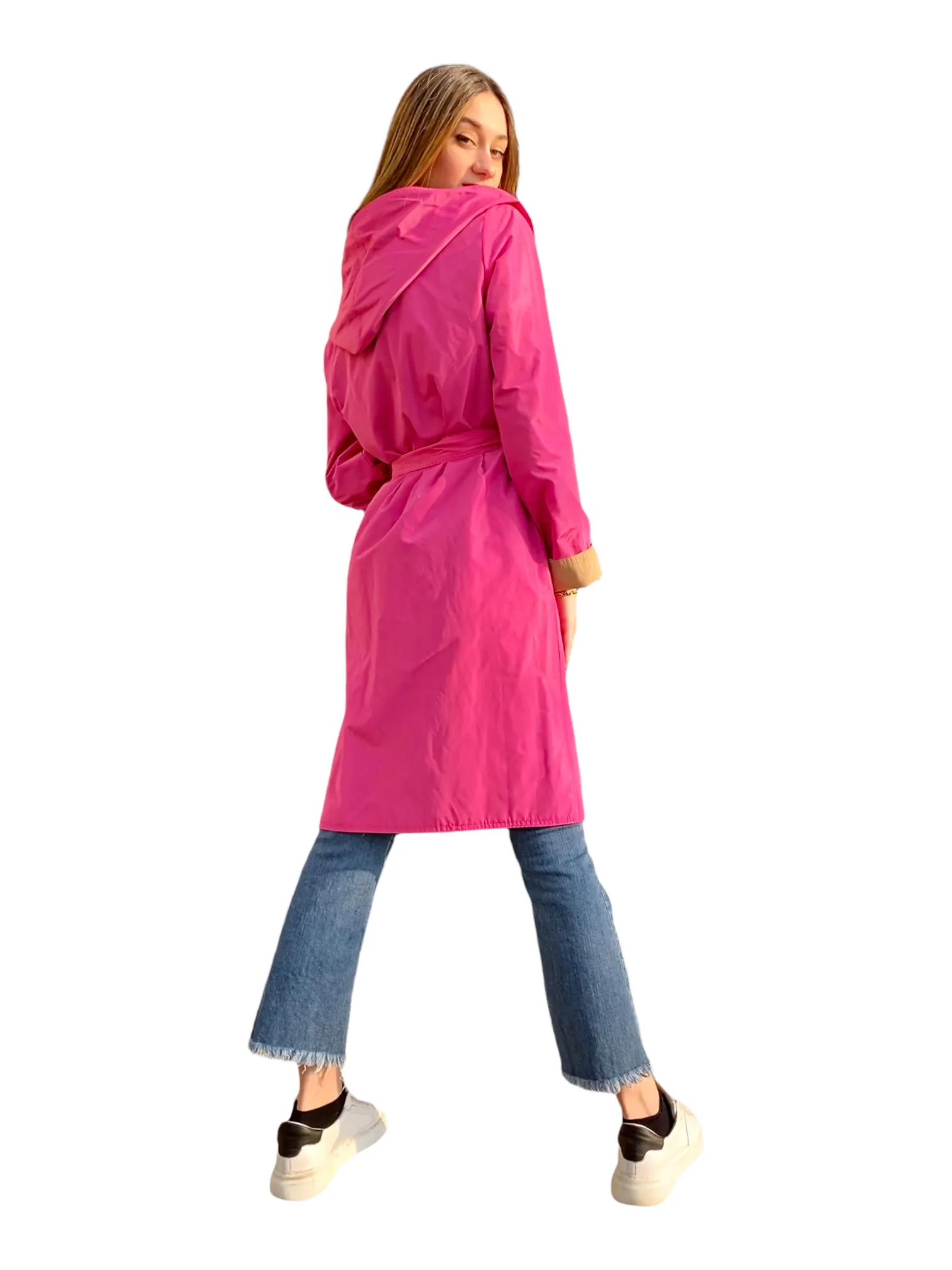 Maryley fuchsia camel reversible trench