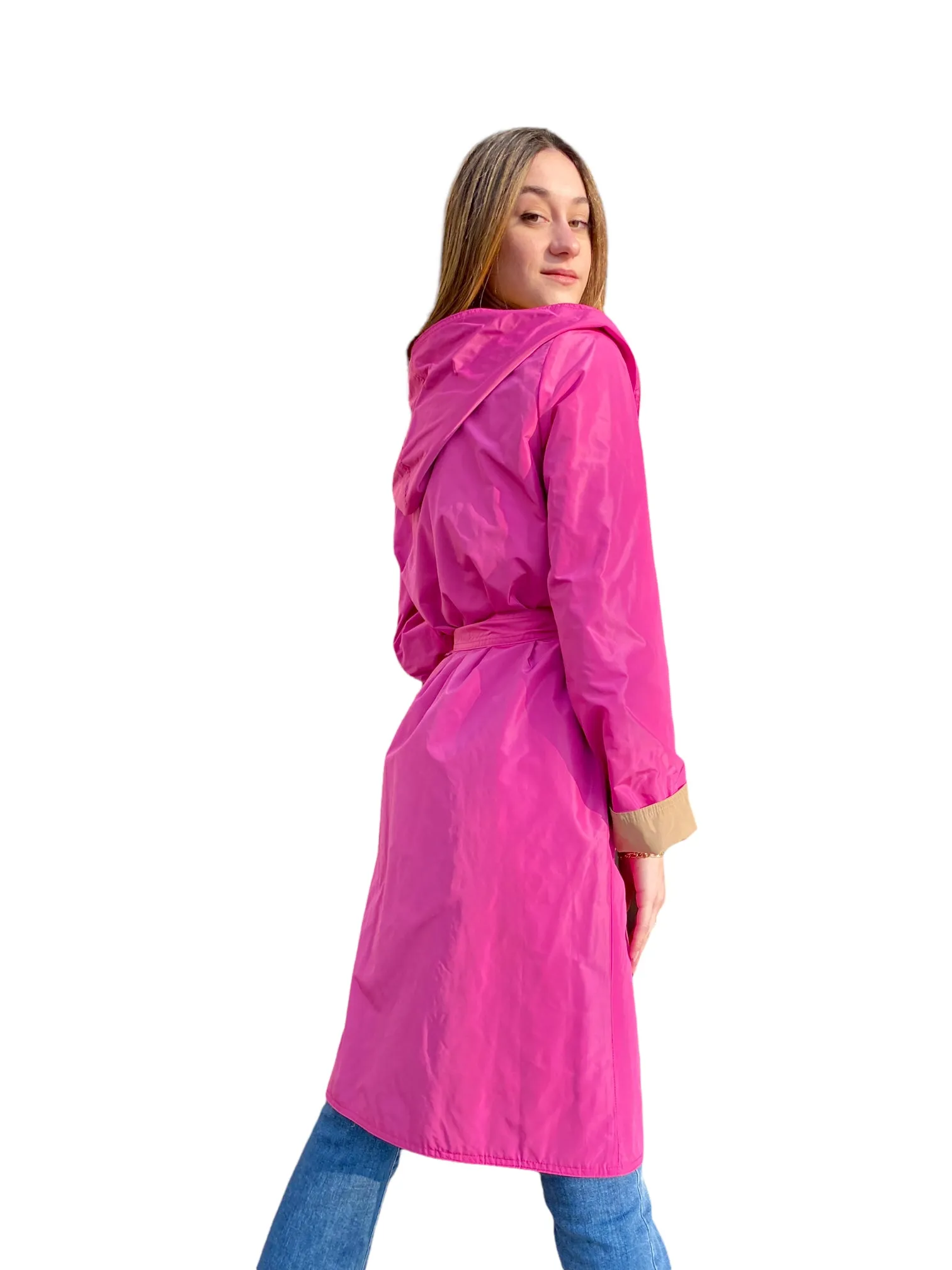 Maryley fuchsia camel reversible trench