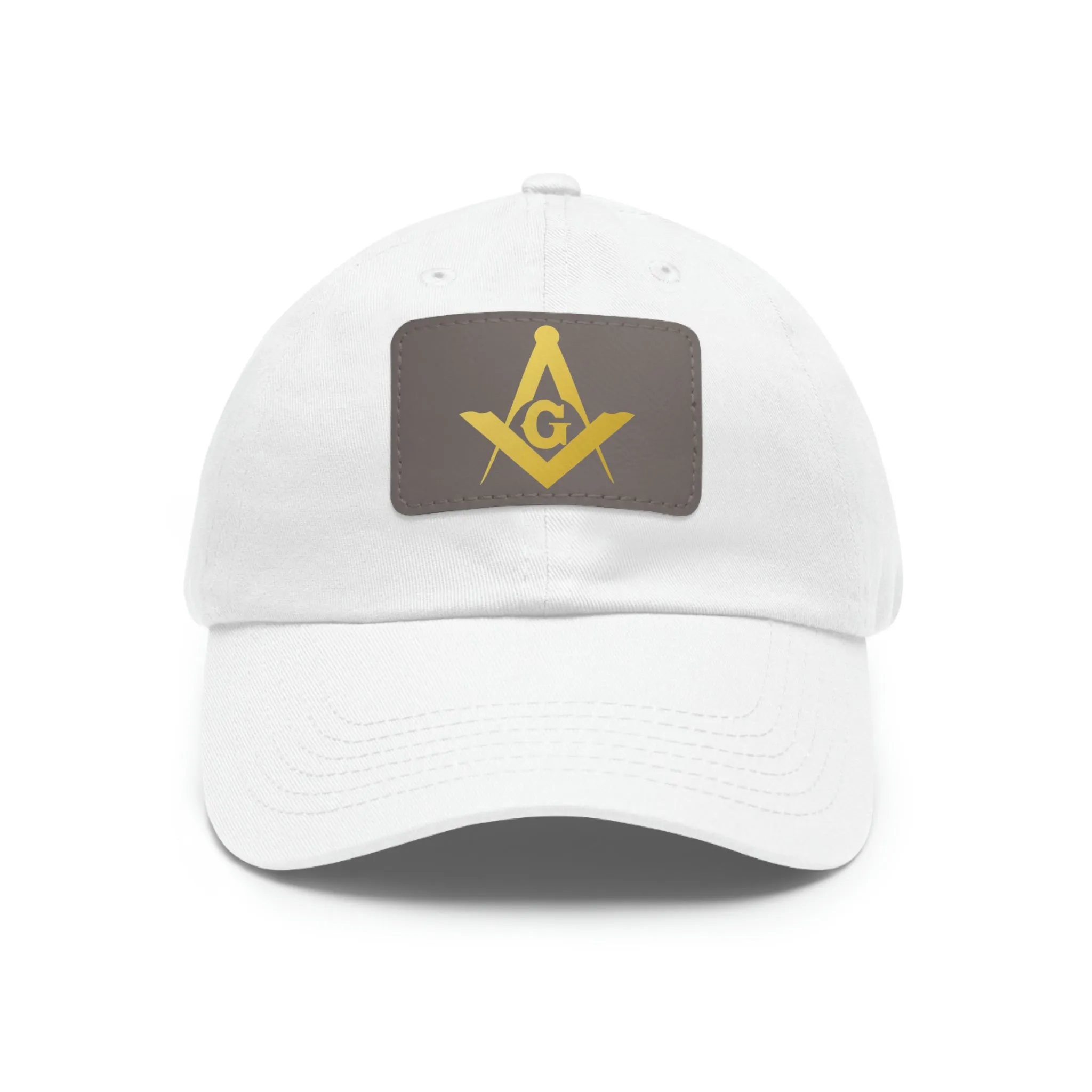 Master Mason Blue Lodge Baseball Cap - Gold with Leather Patch