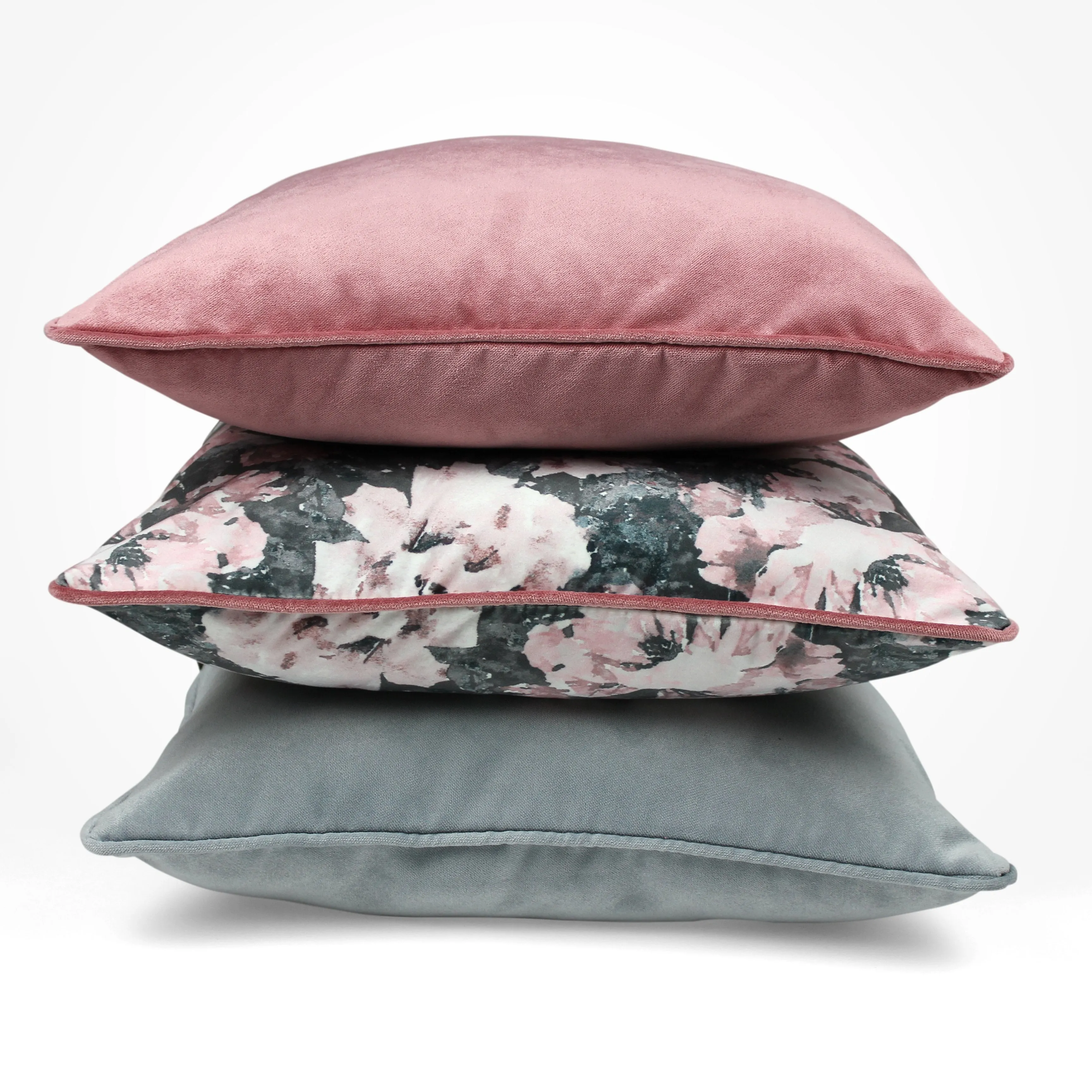 Matt Blush Pink Piped Velvet Cushion