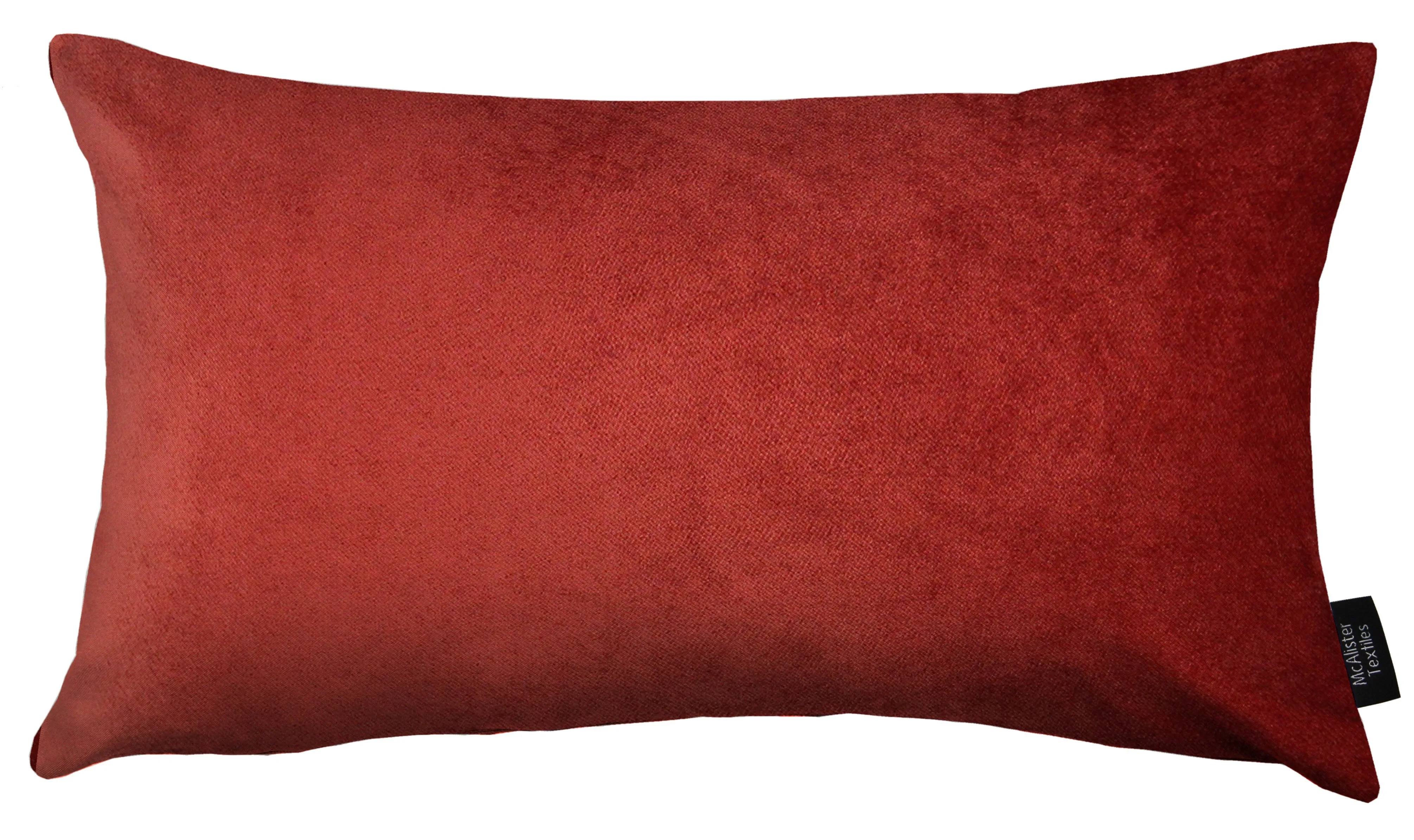 Matt Rust Red Velvet Modern Look Plain Cushion