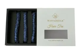 Mayfairsilk Midnight Blue Silk Hair Ties Set