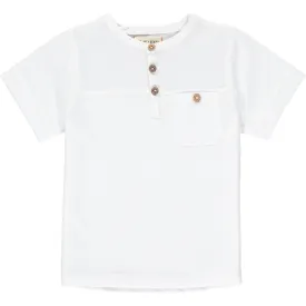 Me & Henry White Boardwalk Pique Henley S/S Shirt