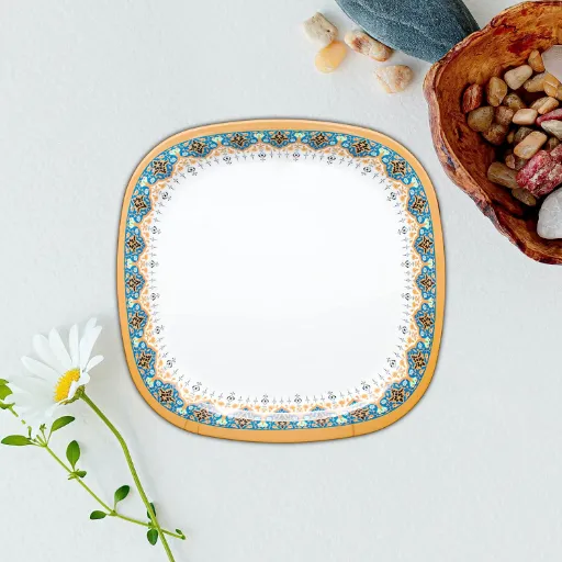 Melamine Printed Square Dinner Plate Set of 6