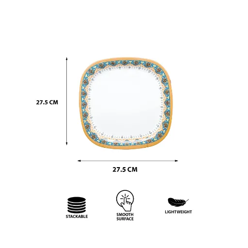 Melamine Printed Square Dinner Plate Set of 6