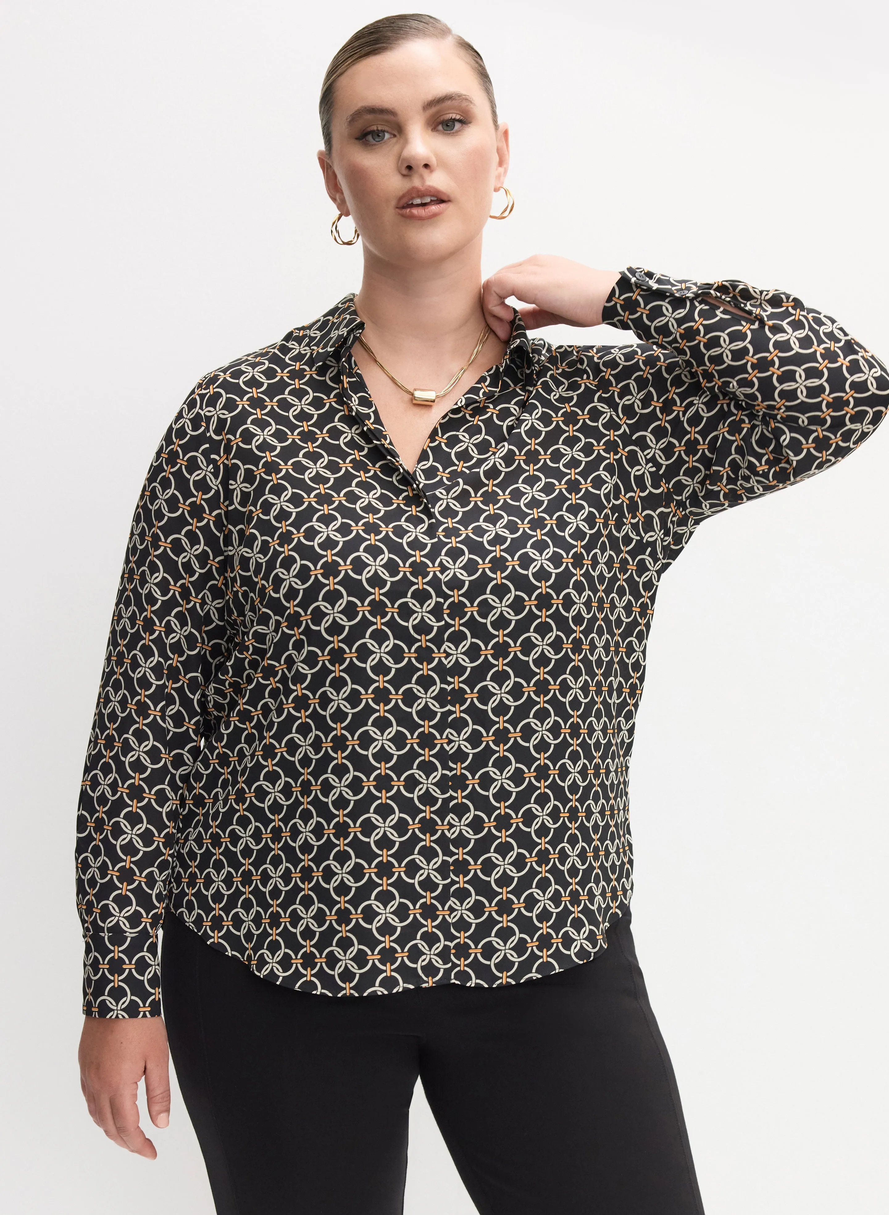 Melanie Lyne - Geometric Print Crepe Blouse