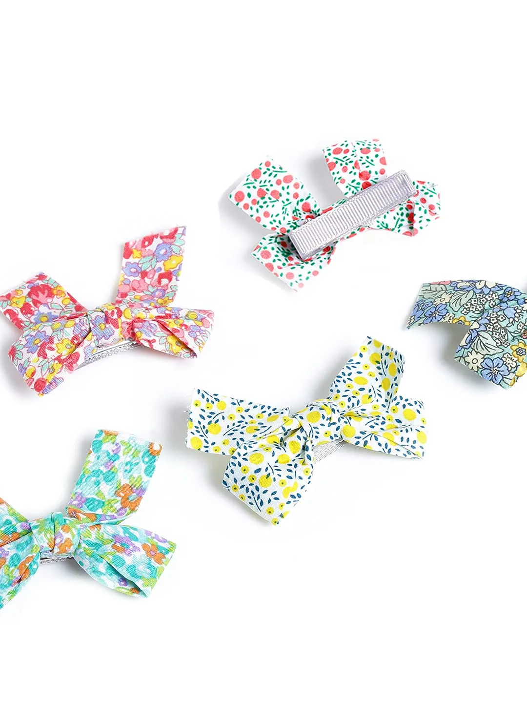 Melbees by Yellow Chimes Combo of 13 pcs with 5 PCs Printed Bow Hair Clips Ribbon Hair Clips and 8 Pcs Hair Snap Clips Hair Accessories for Kids Girls, Multi-Color, Meduim (YCHACL-KD003-MC)