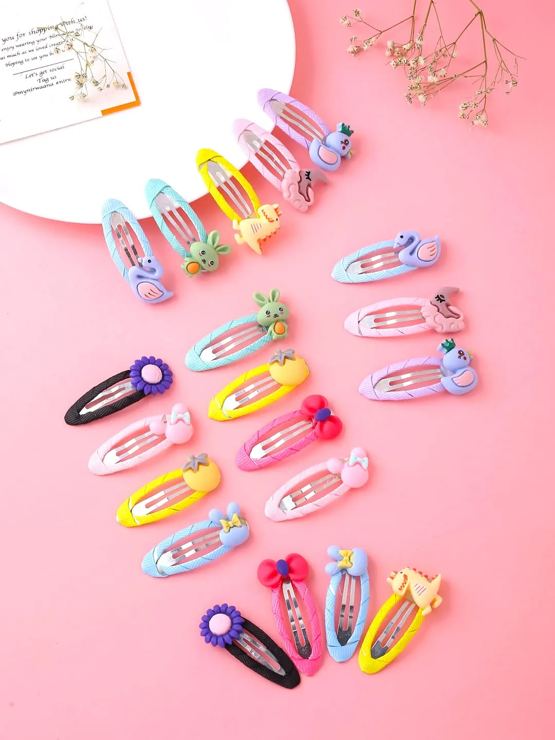 Melbees by Yellow Chimes Hair Clips for Girls Kids Hair Clip Hair Accessories for Girls Set of 20 PCS Cute Characters Tic Tac Clips Snap Hair Clips for Baby Girls Baby Hair Clips For Kids Toddlers.