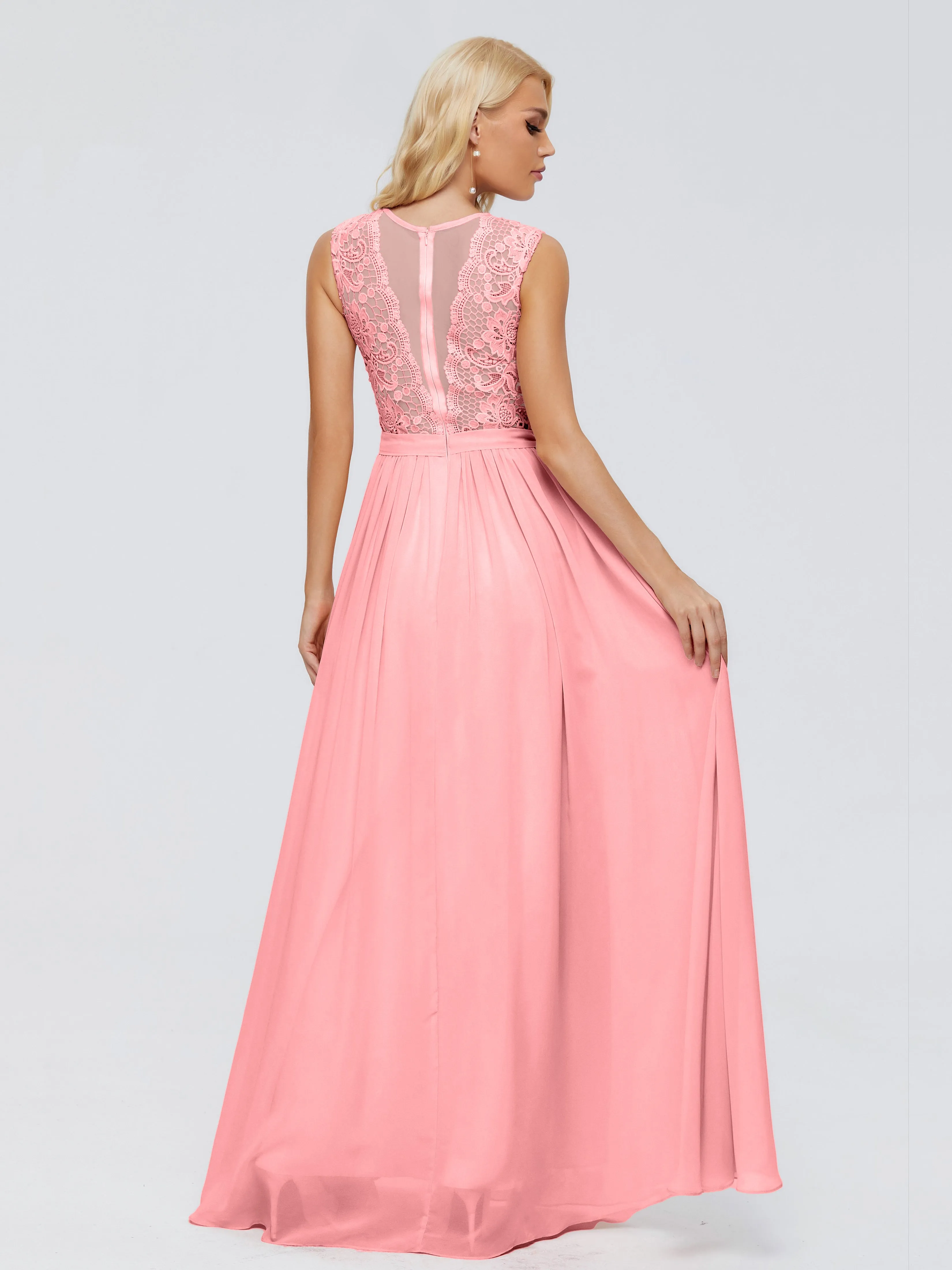 Melody Elegant Bateau Chiffon Bridesmaid Dresses