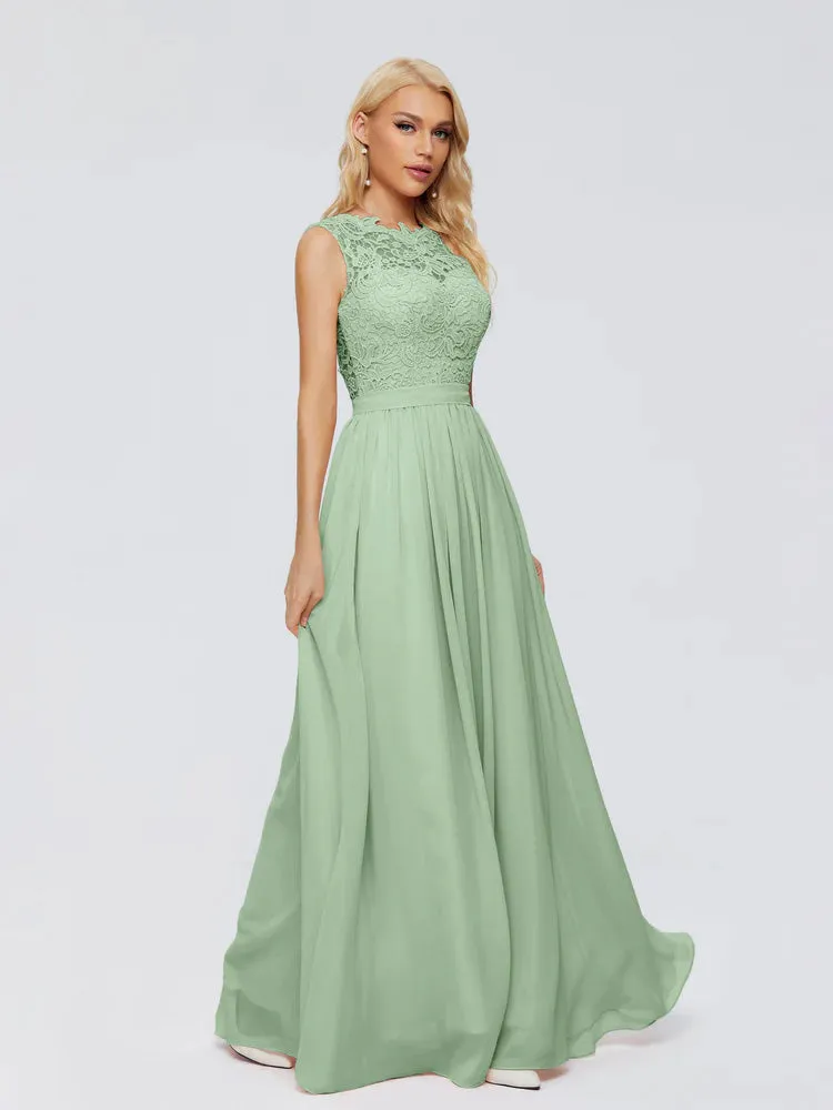 Melody Elegant Bateau Chiffon Bridesmaid Dresses