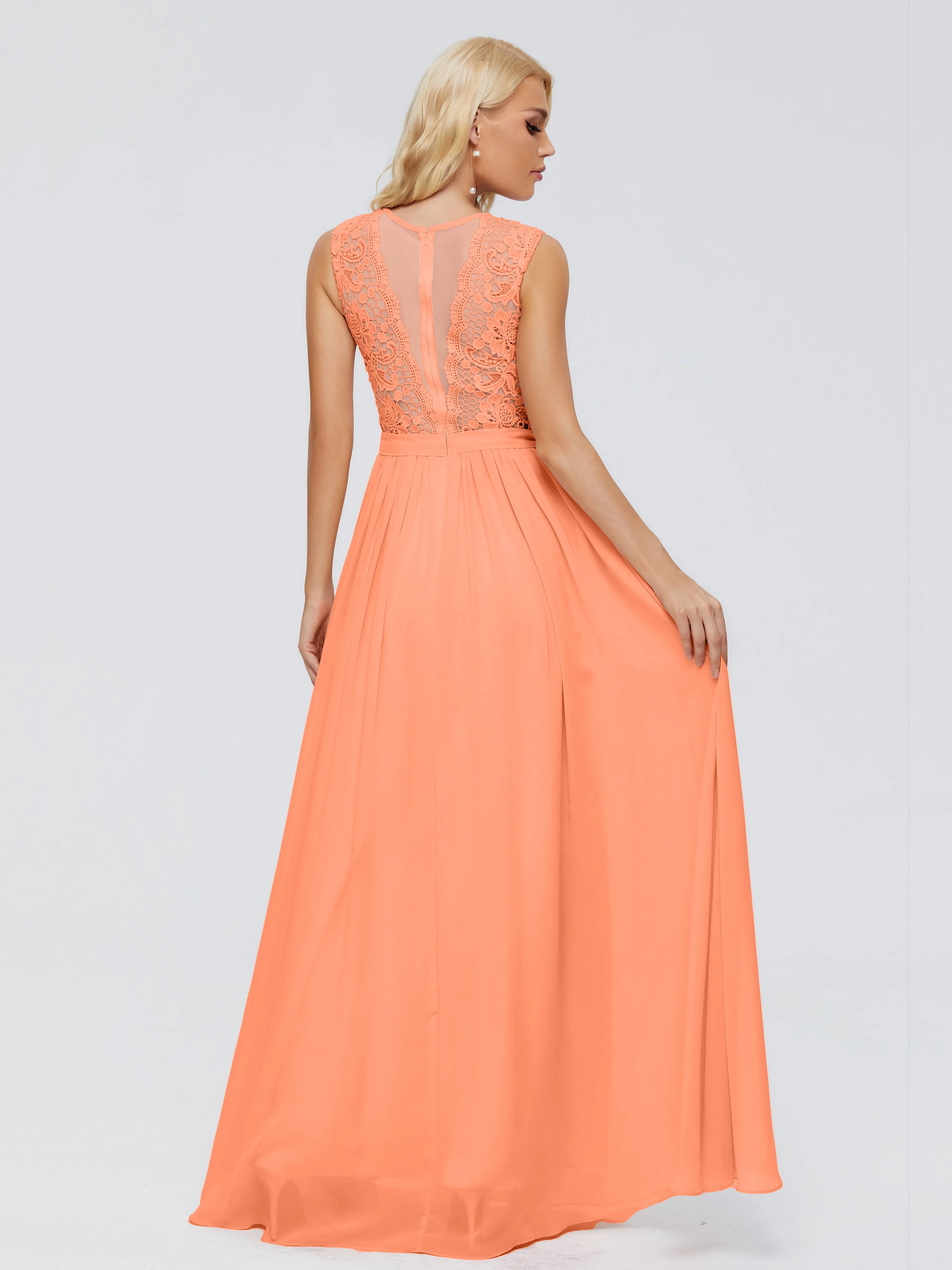 Melody Elegant Bateau Chiffon Bridesmaid Dresses