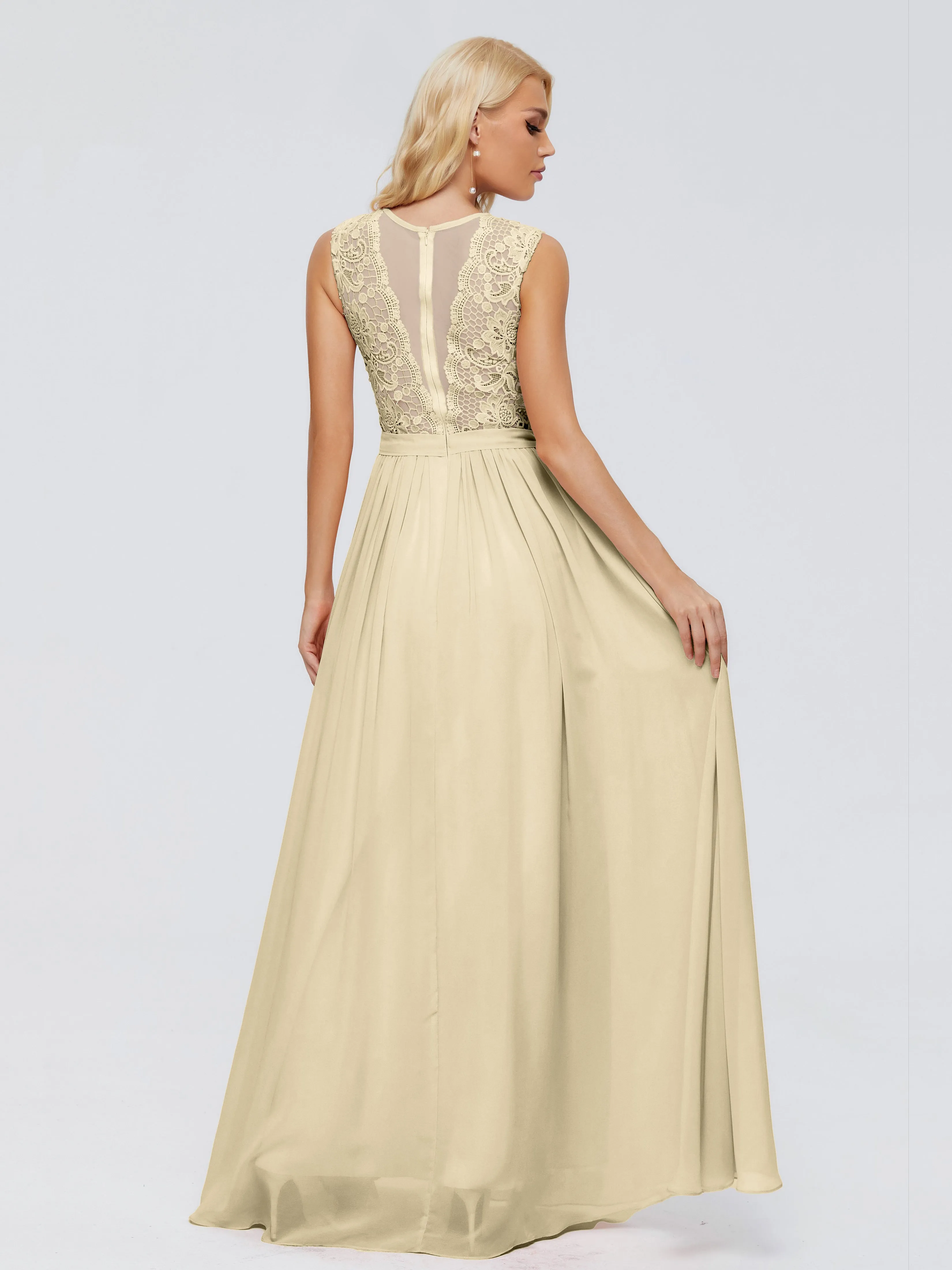 Melody Elegant Bateau Chiffon Bridesmaid Dresses