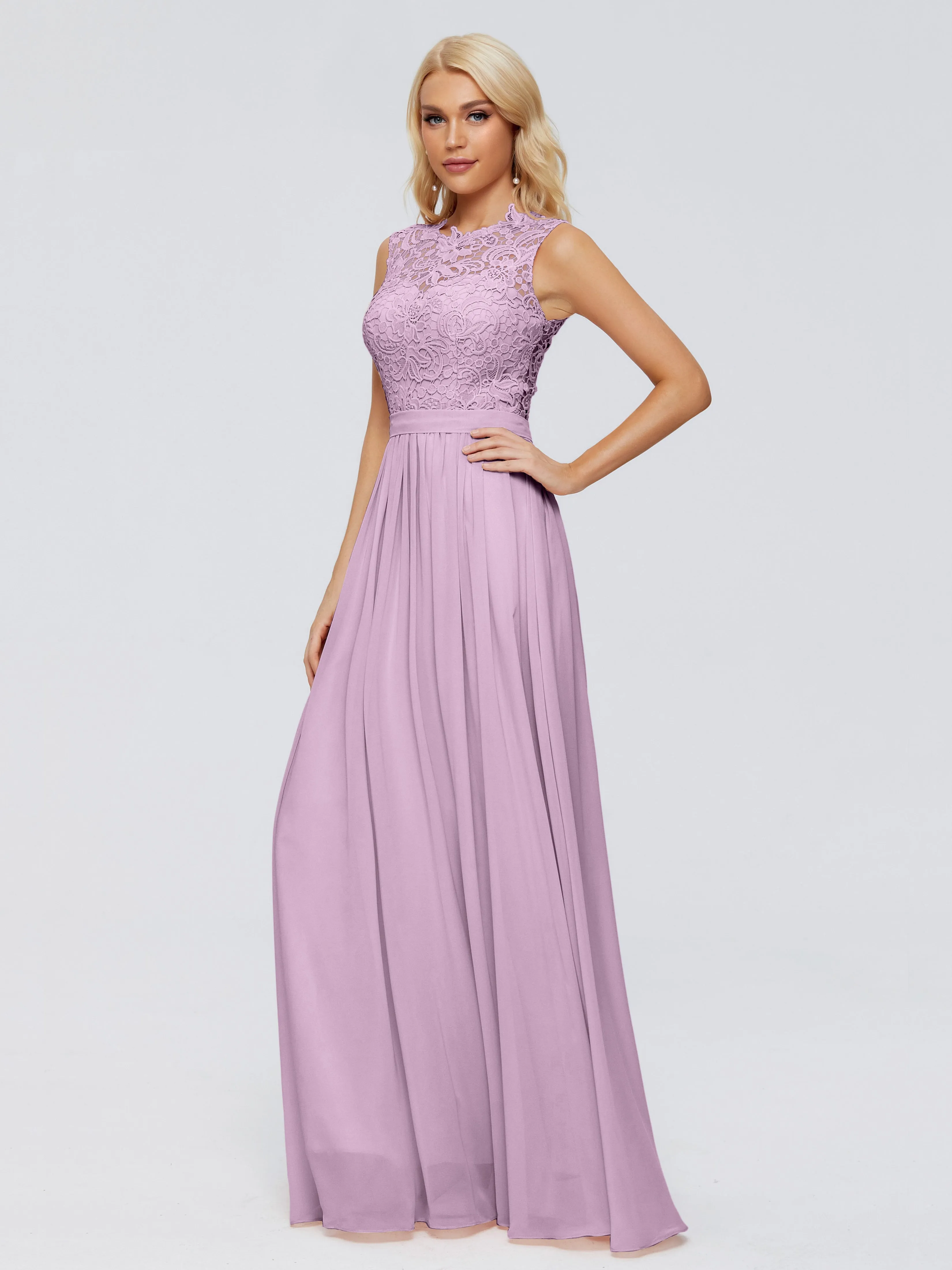 Melody Elegant Bateau Chiffon Bridesmaid Dresses