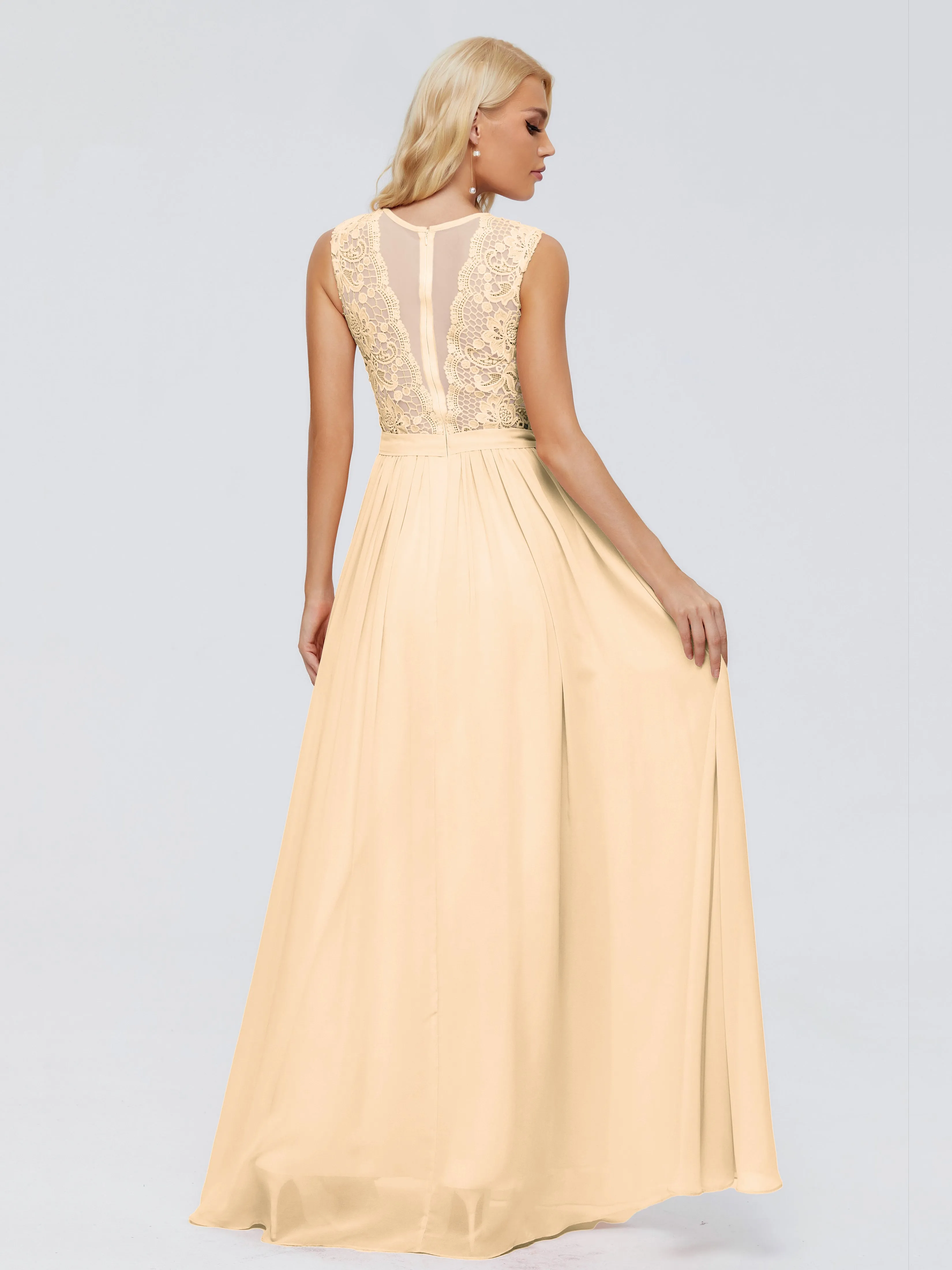 Melody Elegant Bateau Chiffon Bridesmaid Dresses