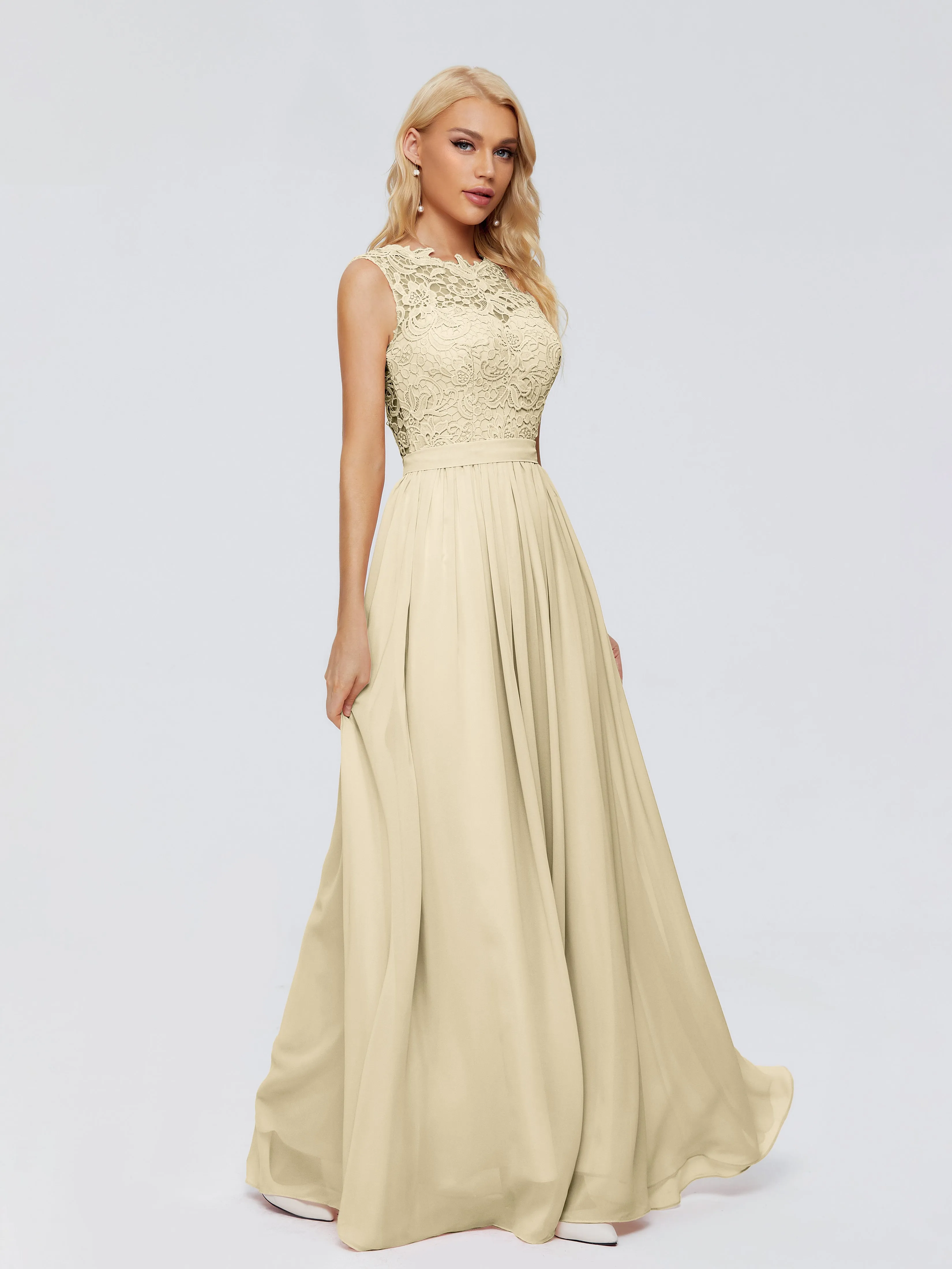 Melody Elegant Bateau Chiffon Bridesmaid Dresses