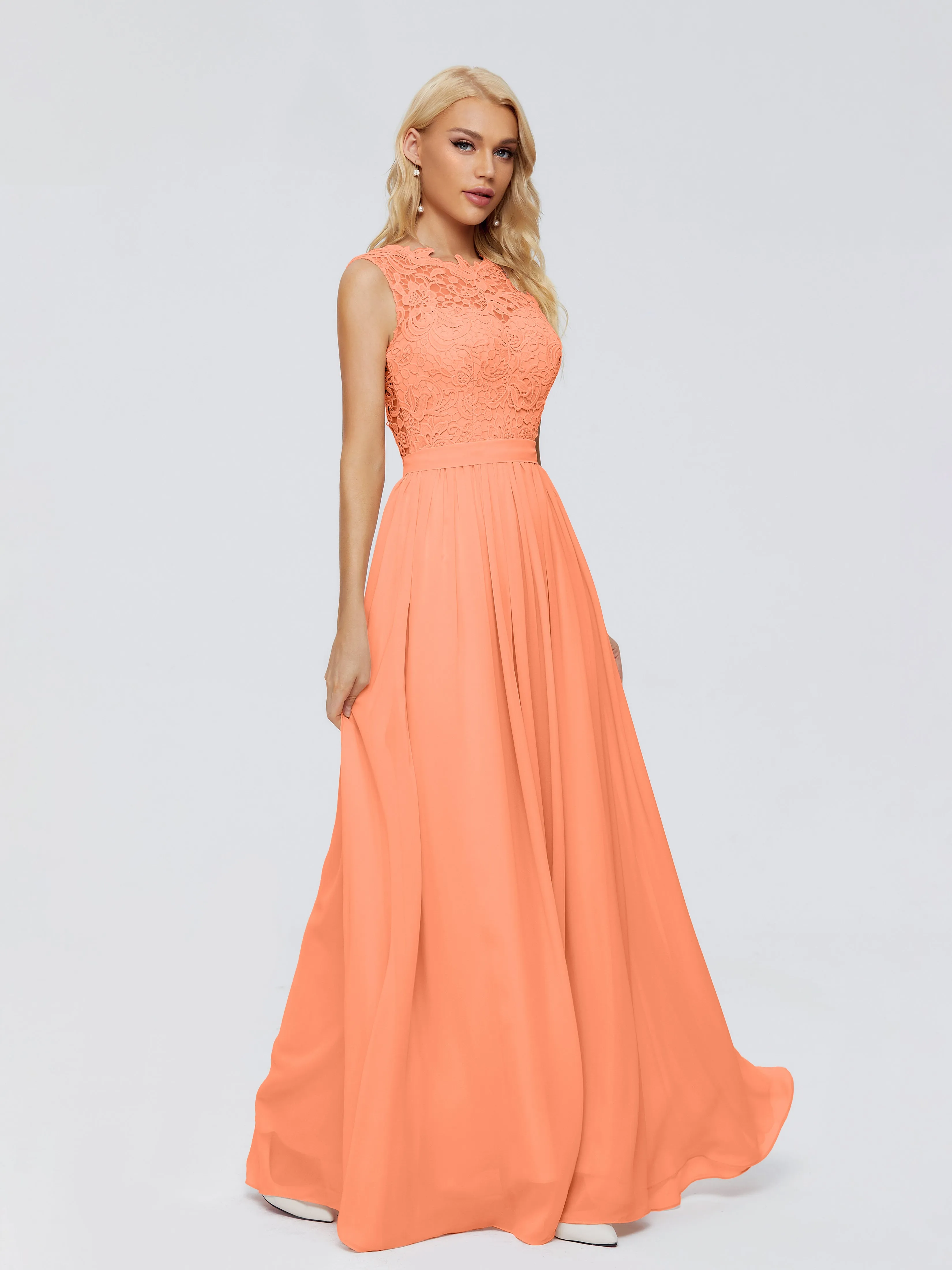 Melody Elegant Bateau Chiffon Bridesmaid Dresses