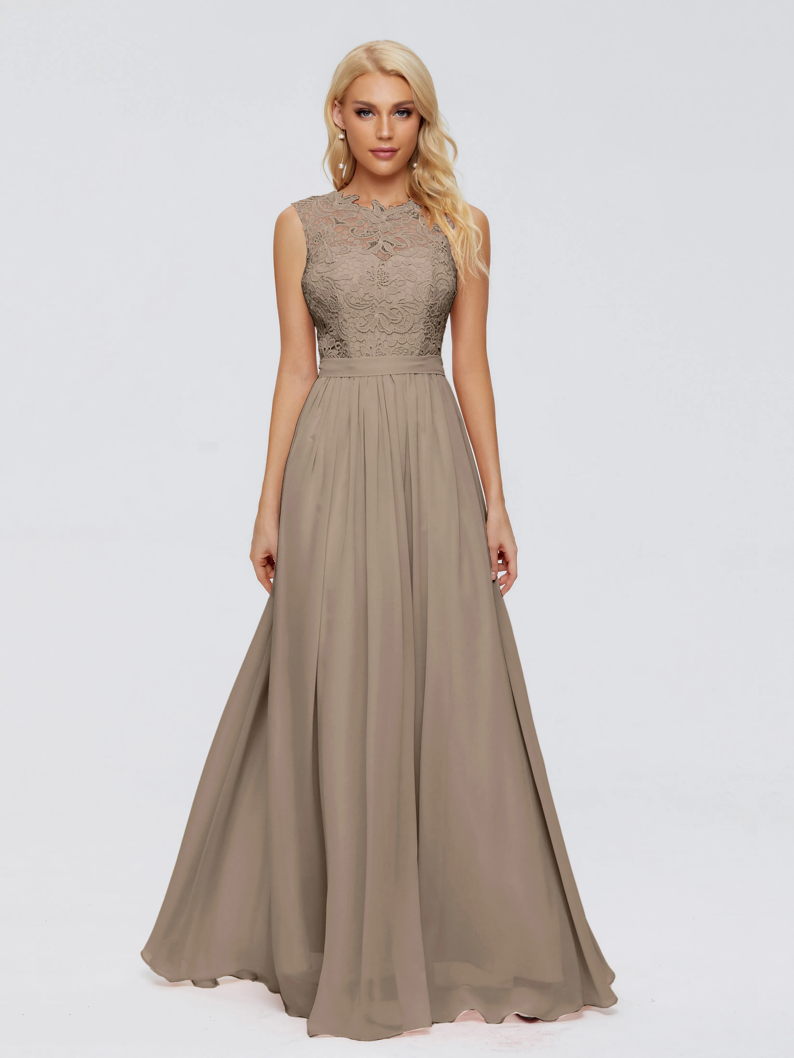 Melody Elegant Bateau Chiffon Bridesmaid Dresses