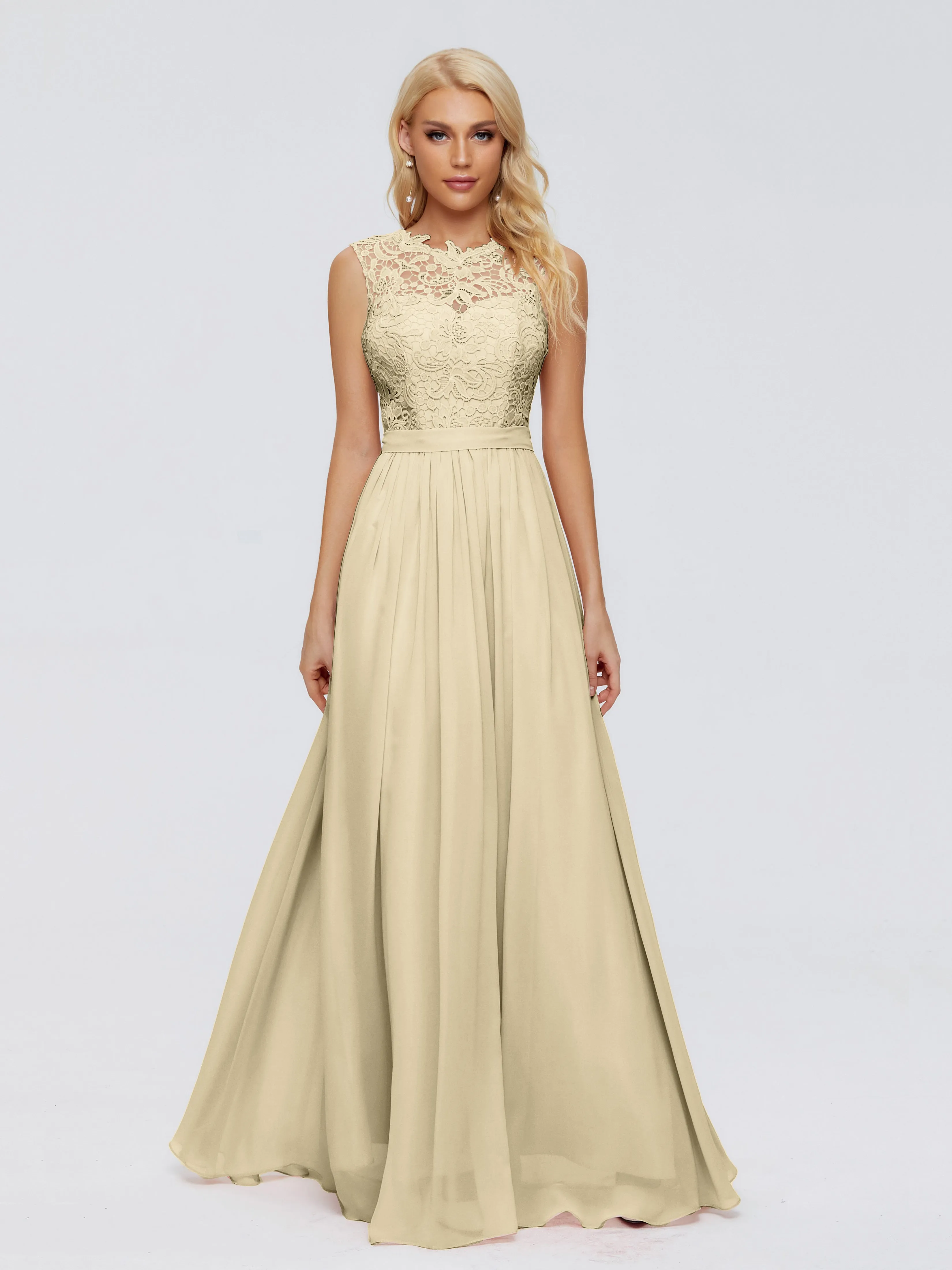 Melody Elegant Bateau Chiffon Bridesmaid Dresses