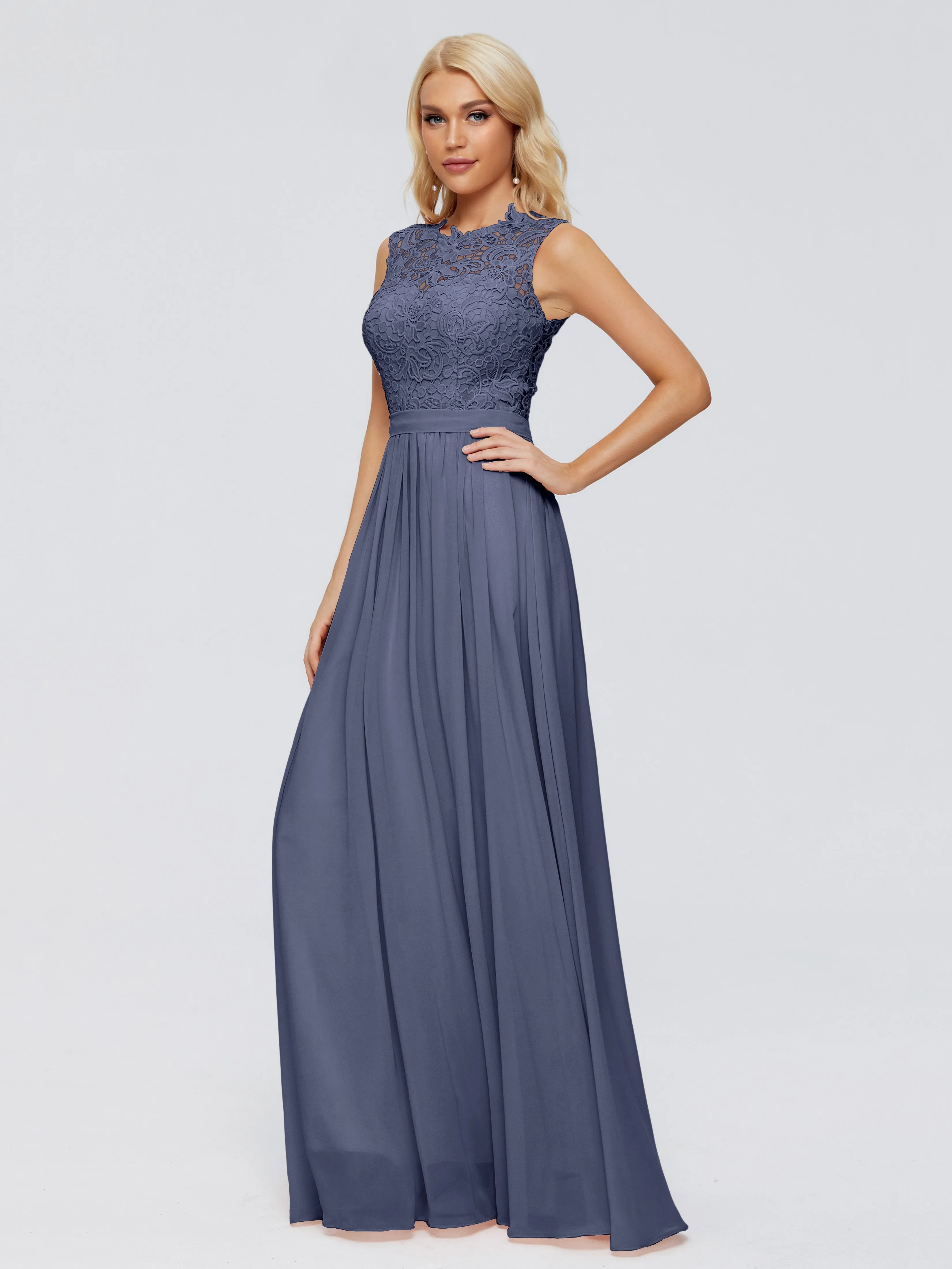 Melody Elegant Bateau Chiffon Bridesmaid Dresses