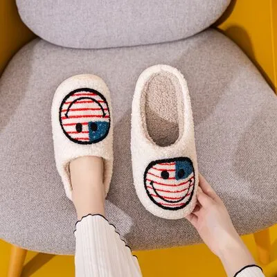 Melody Patriotic Flag Smiley Face Slippers