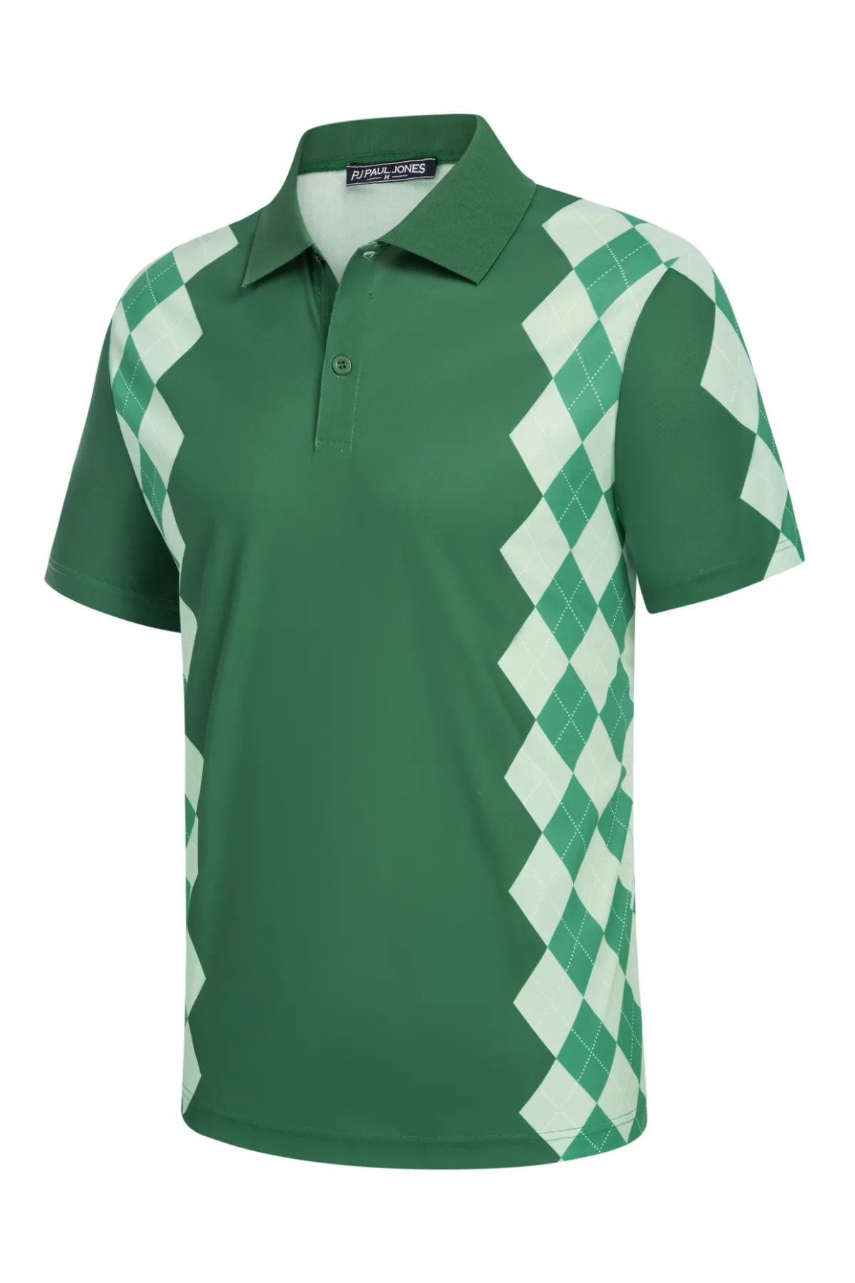 Men Argyle Polo Shirt Moisture Wicking Contrast Tennis Golf Pullover Shirts for Summer