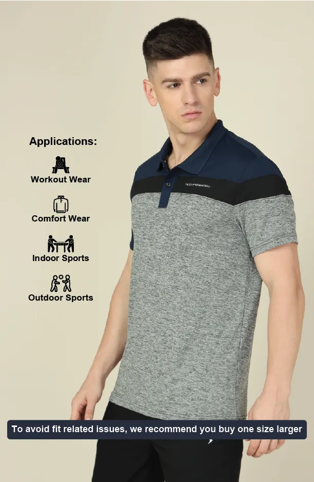 Men Colorblock Slim Fit Polo T-shirt with DOUBLE COOL