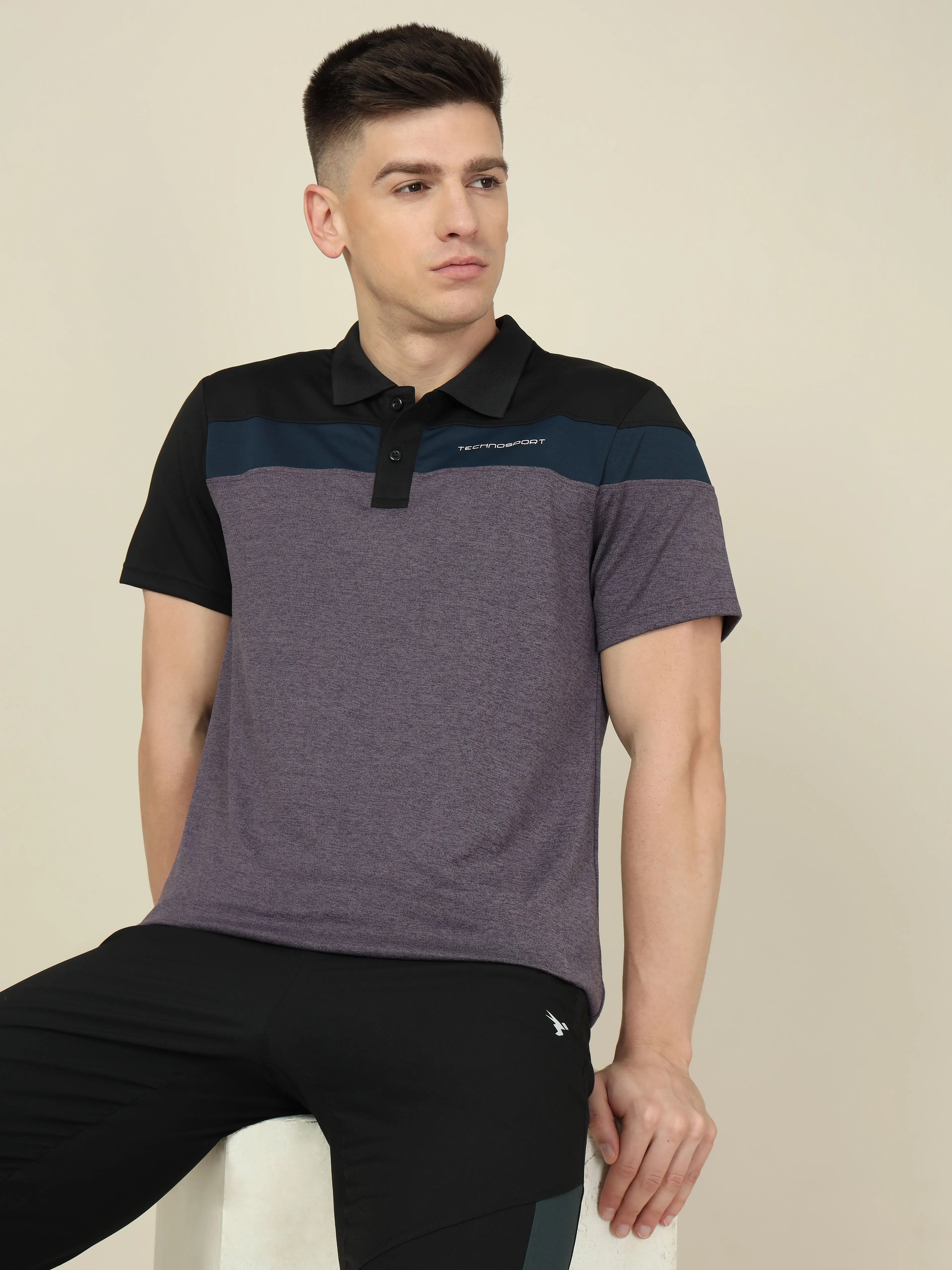 Men Colorblock Slim Fit Polo T-shirt with DOUBLE COOL