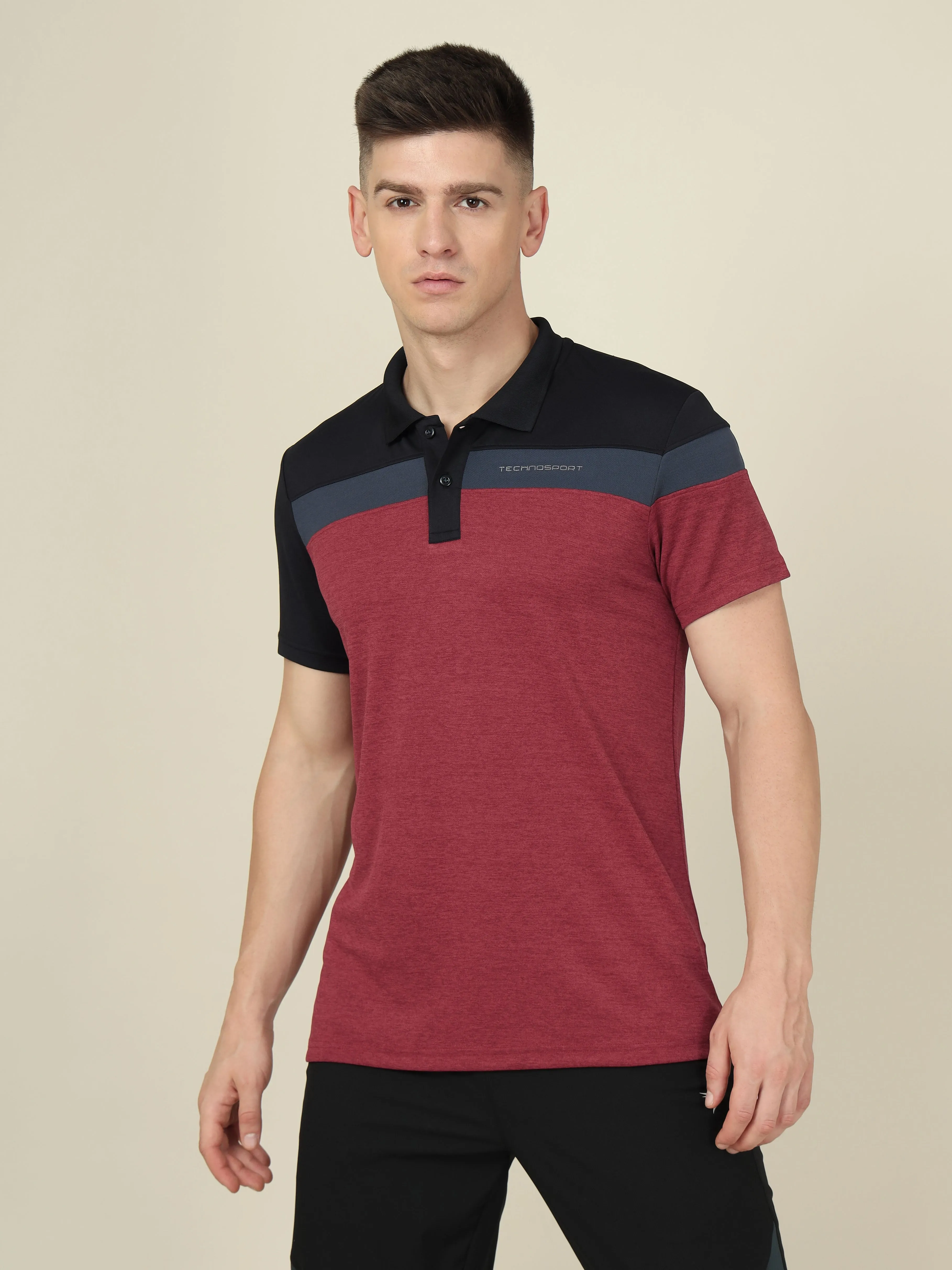 Men Colorblock Slim Fit Polo T-shirt with DOUBLE COOL