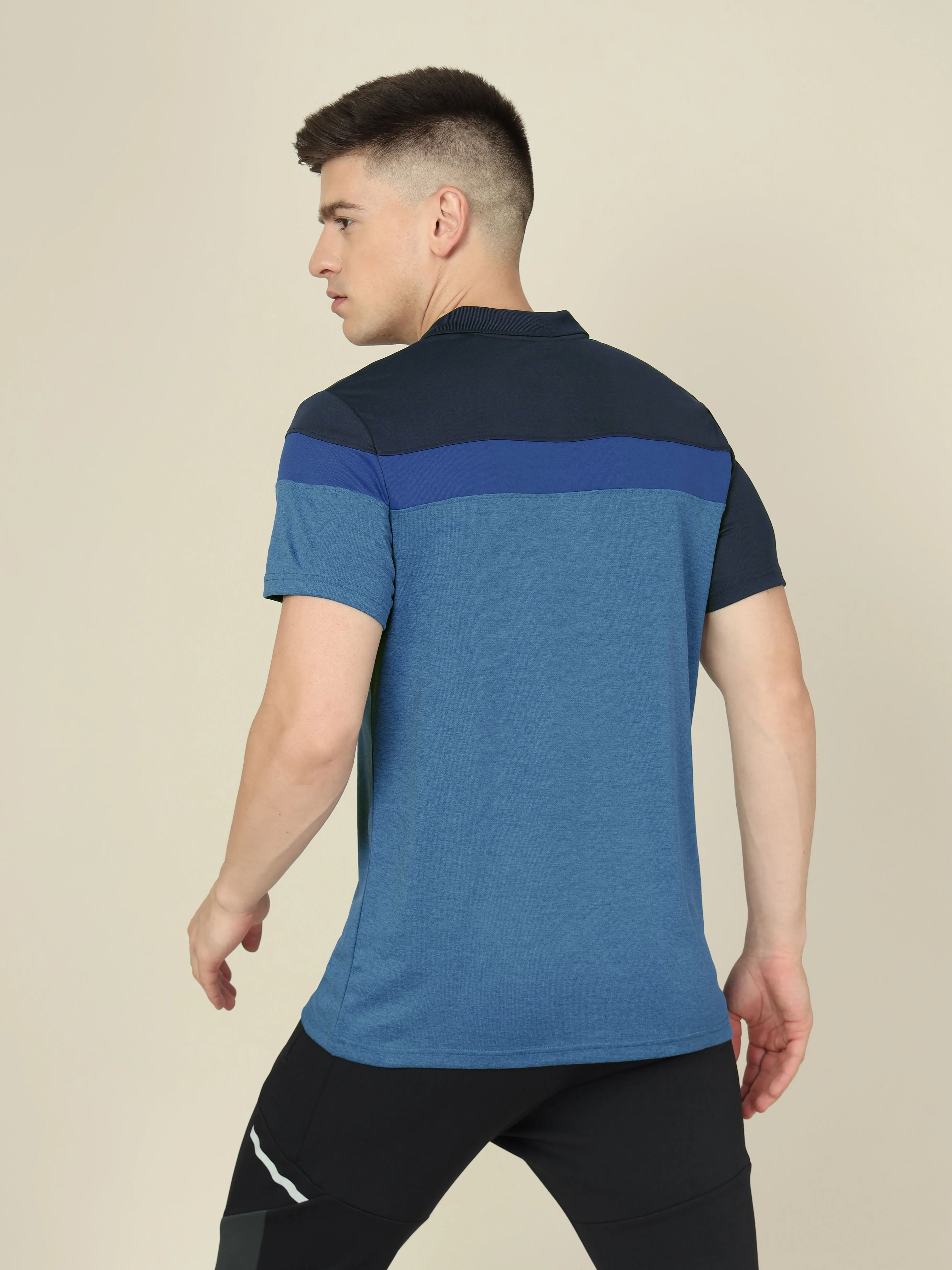 Men Colorblock Slim Fit Polo T-shirt with DOUBLE COOL