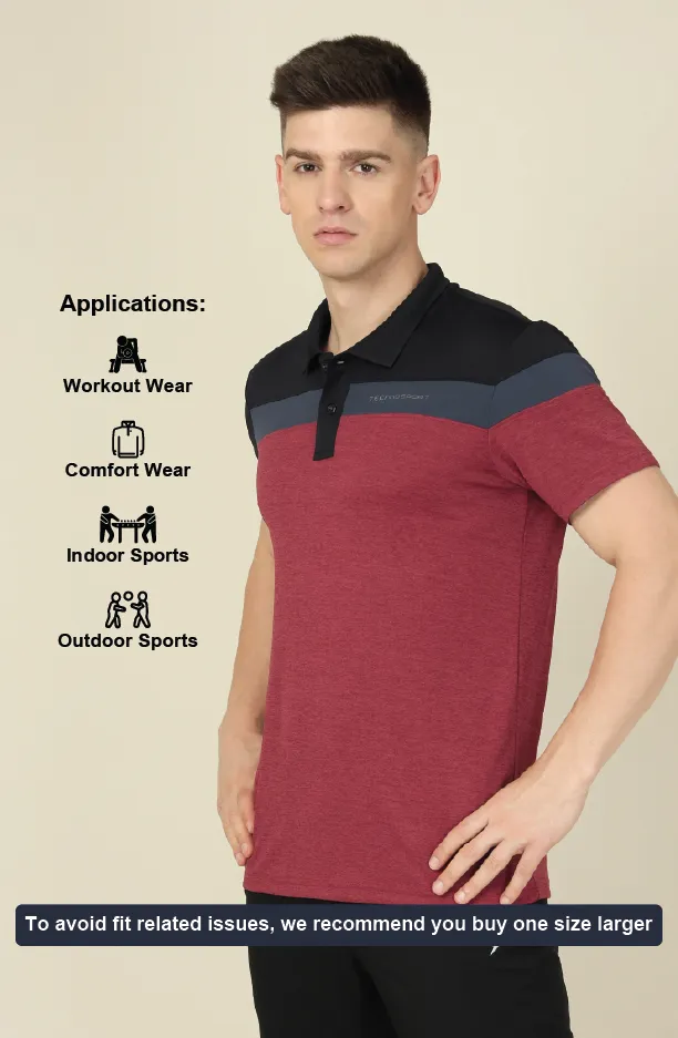 Men Colorblock Slim Fit Polo T-shirt with DOUBLE COOL