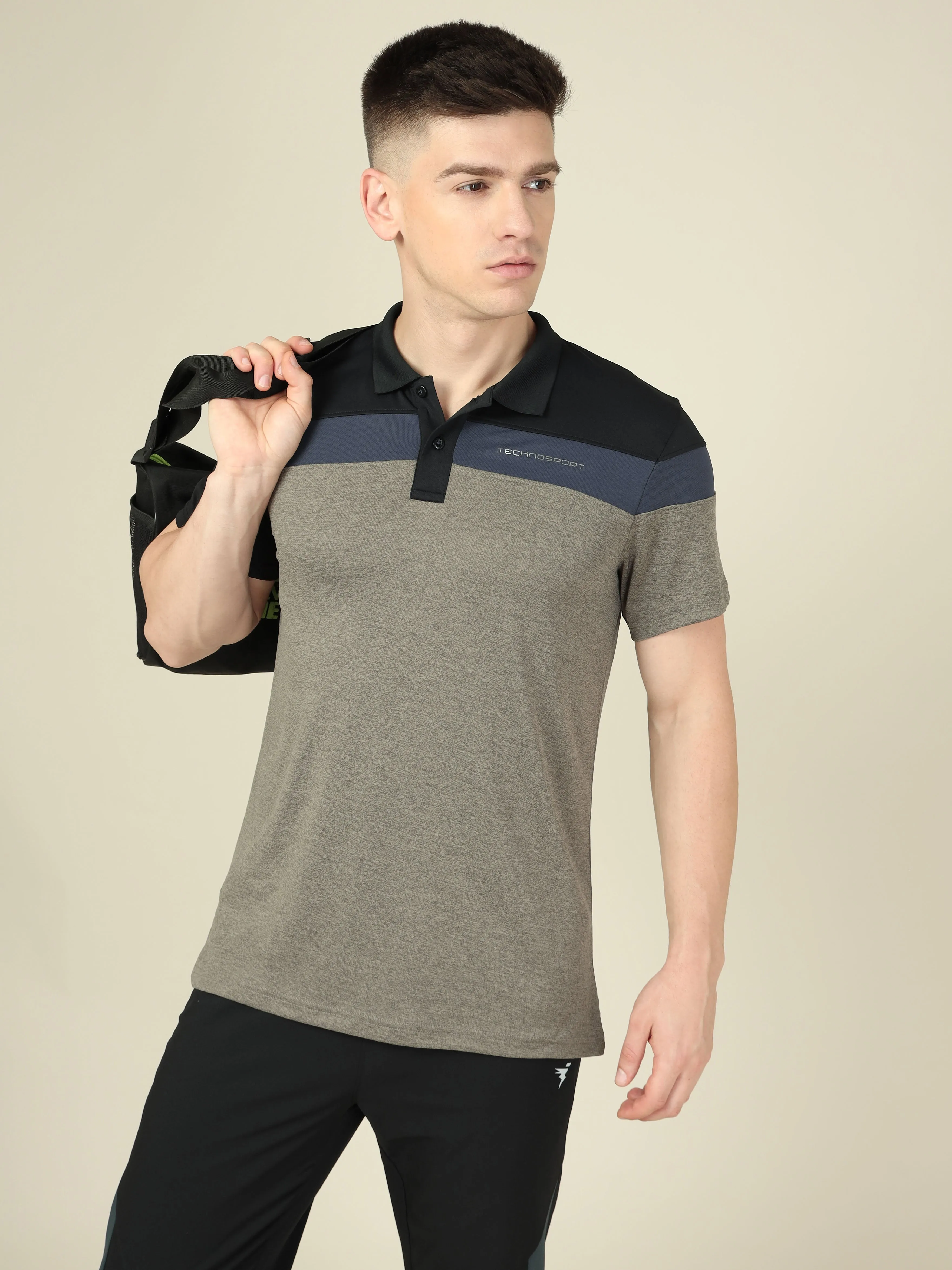 Men Colorblock Slim Fit Polo T-shirt with DOUBLE COOL