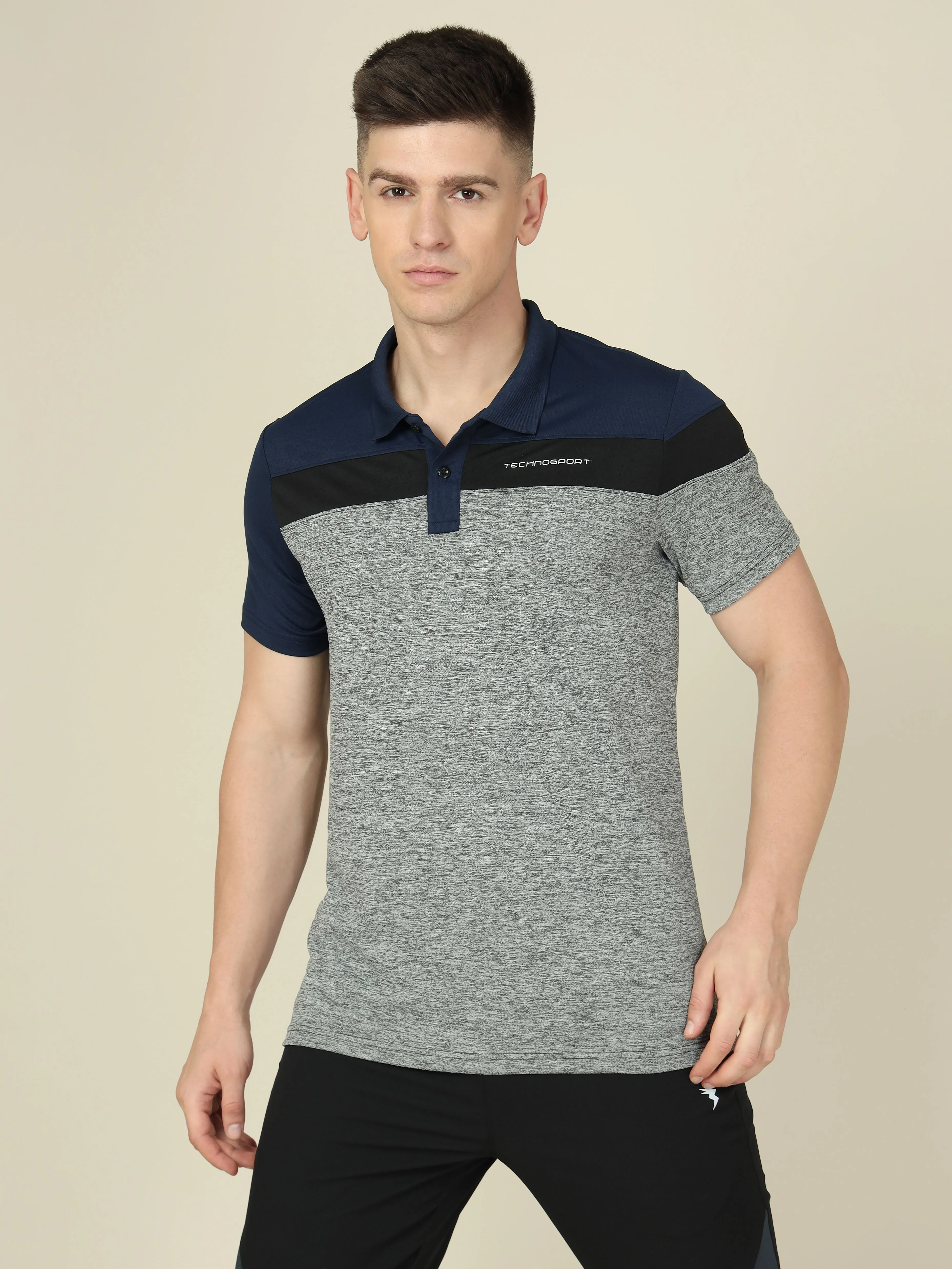 Men Colorblock Slim Fit Polo T-shirt with DOUBLE COOL