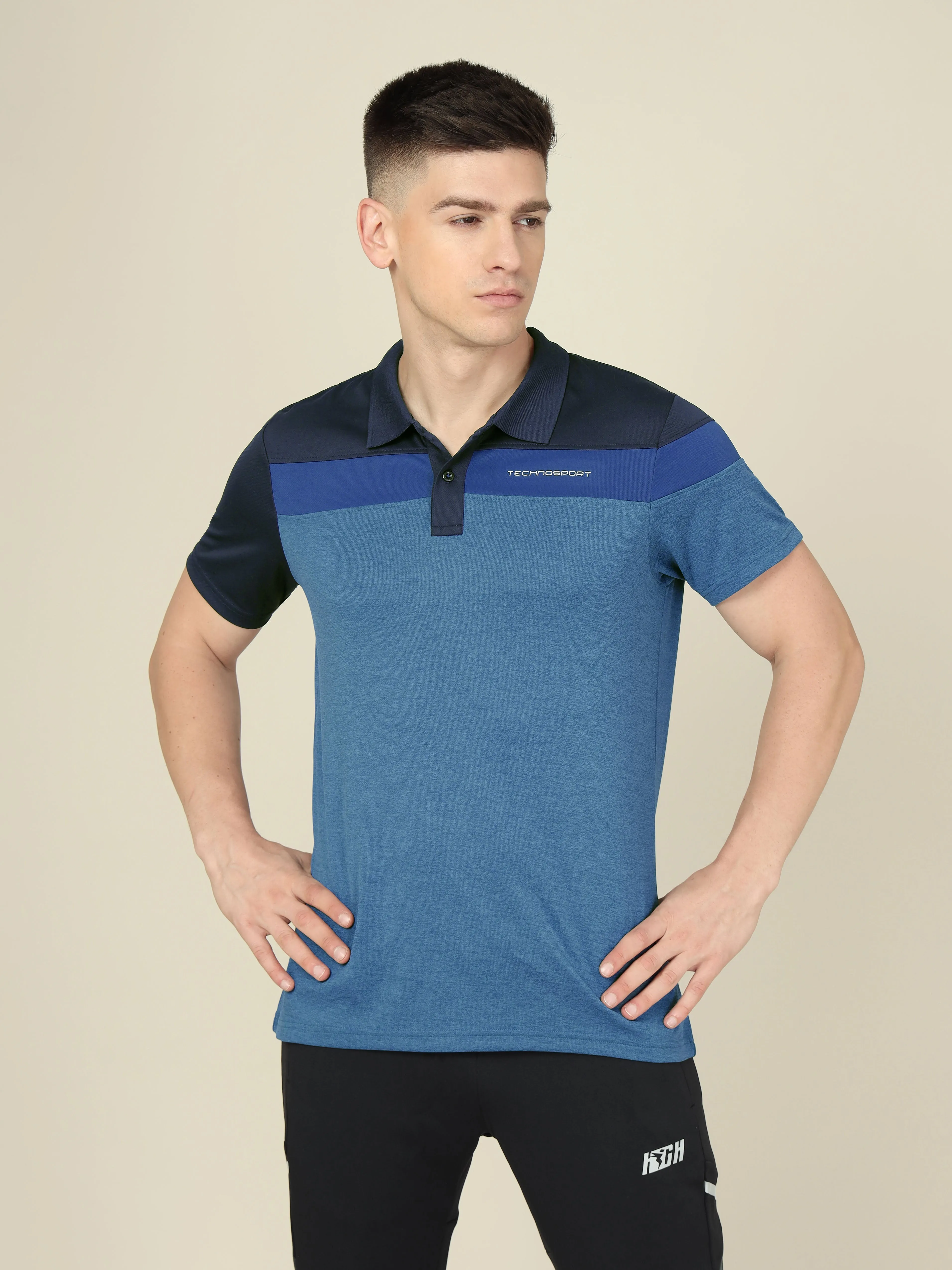 Men Colorblock Slim Fit Polo T-shirt with DOUBLE COOL