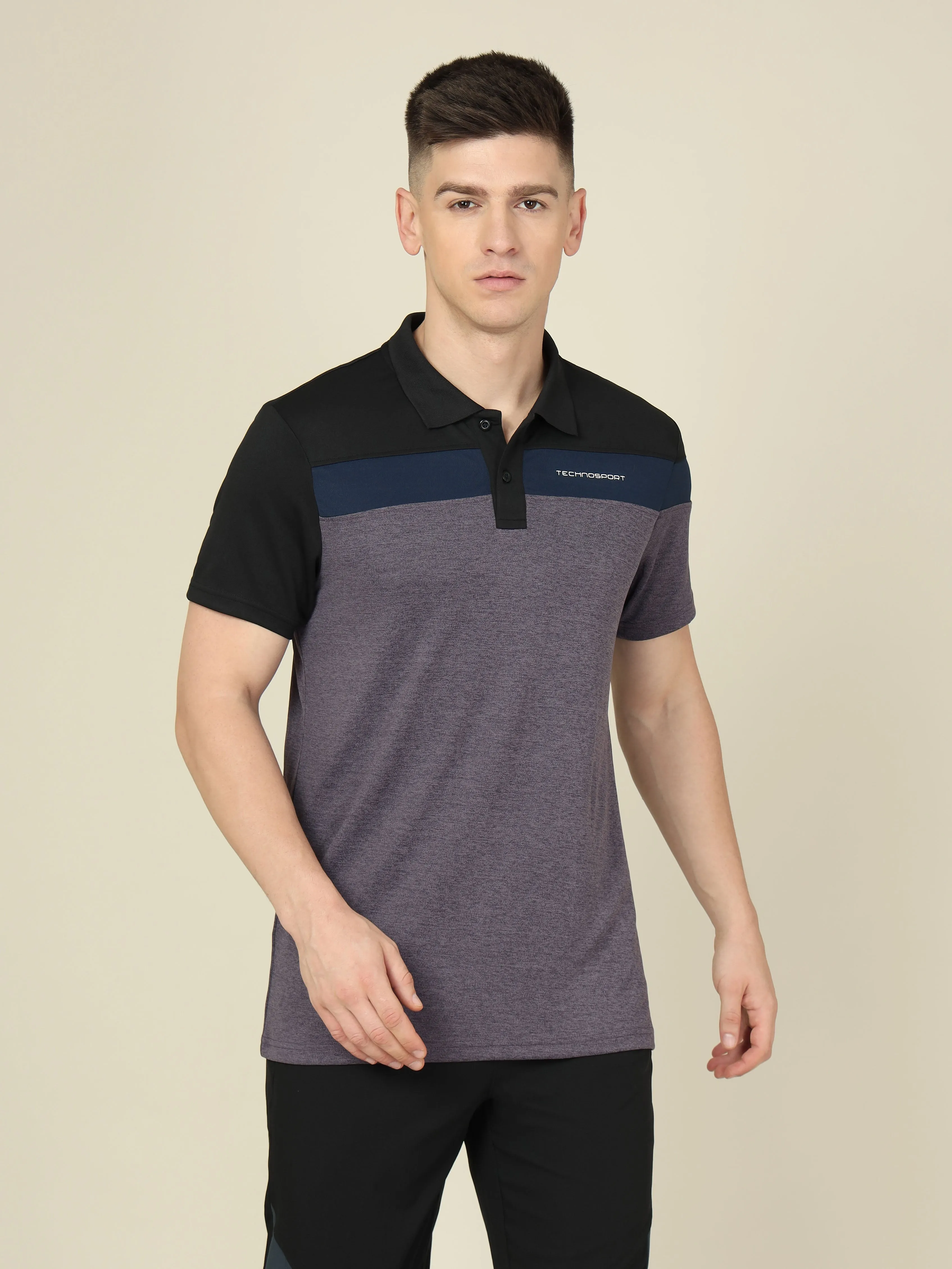 Men Colorblock Slim Fit Polo T-shirt with DOUBLE COOL