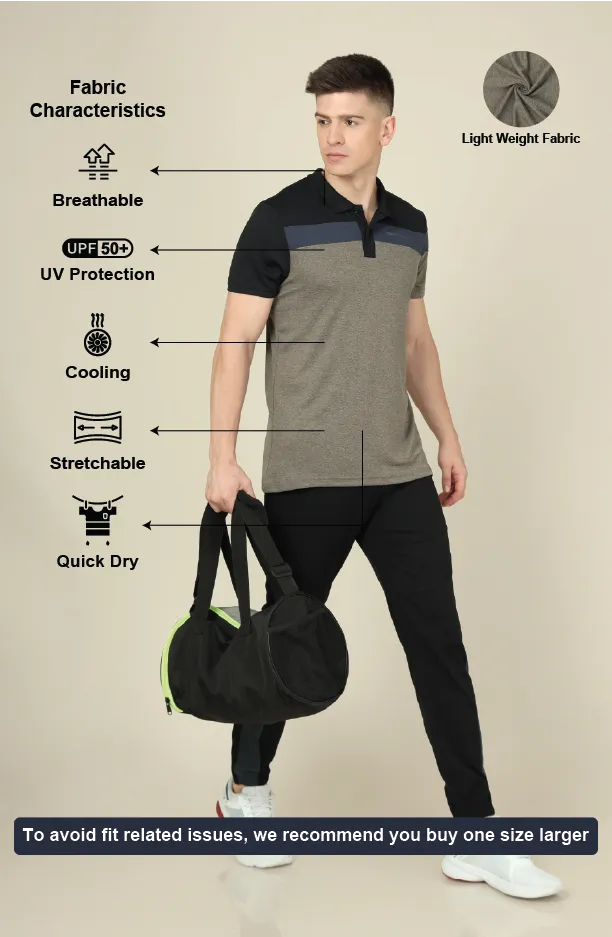 Men Colorblock Slim Fit Polo T-shirt with DOUBLE COOL