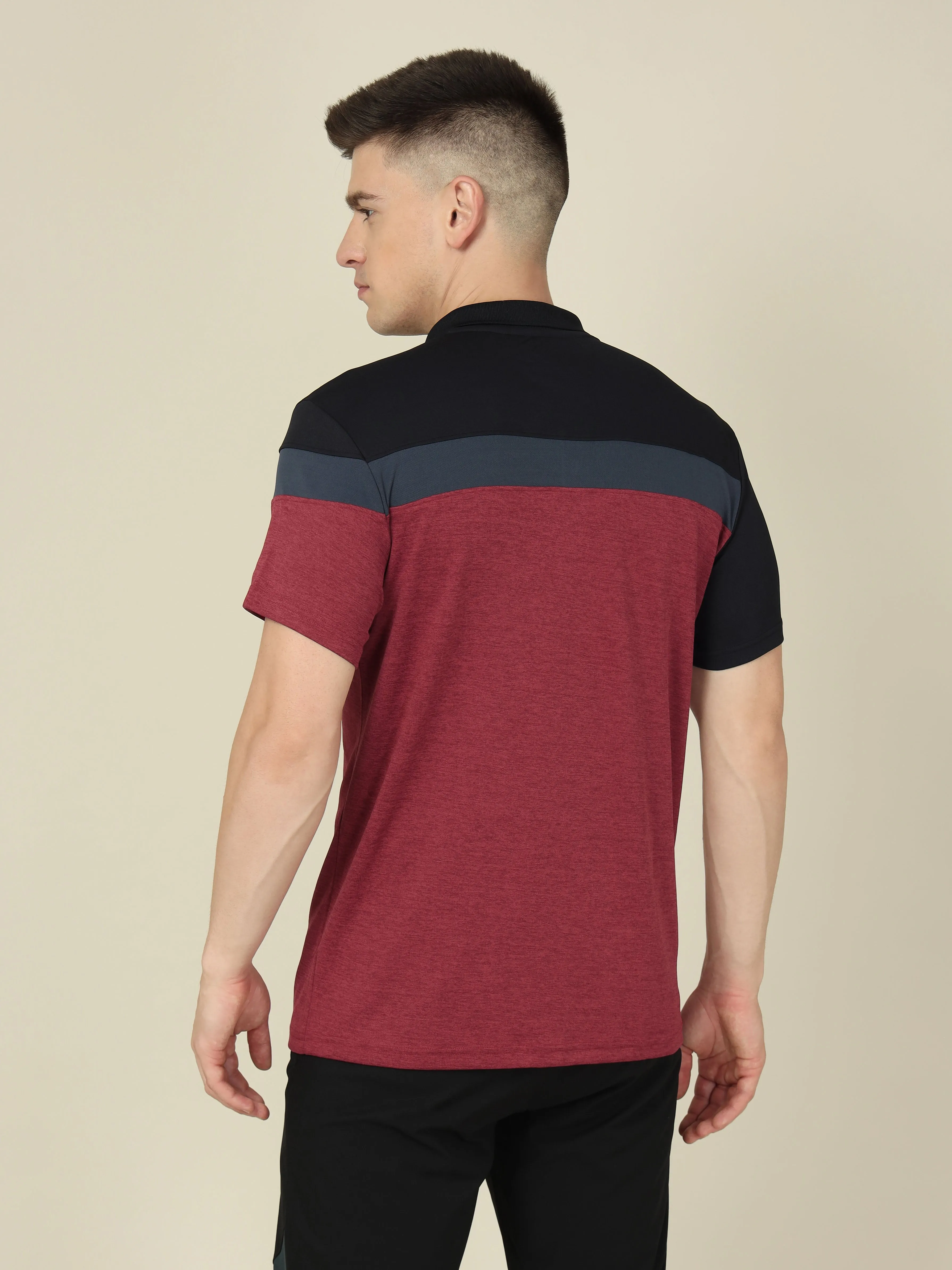 Men Colorblock Slim Fit Polo T-shirt with DOUBLE COOL