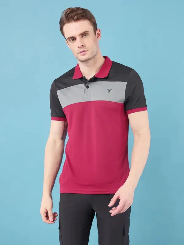 Men Colorblock Slim Fit Polo T-shirt with TECHNO COOL 