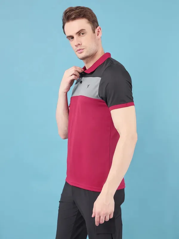 Men Colorblock Slim Fit Polo T-shirt with TECHNO COOL 